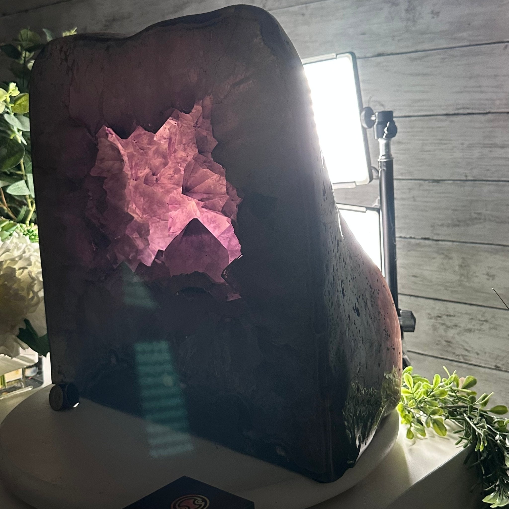 Extra Quality Polished Brazilian Amethyst Cathedral, 85.7 lbs & 13.9" tall Model #5602-0018 by Brazil Gems - Brazil GemsBrazil GemsExtra Quality Polished Brazilian Amethyst Cathedral, 85.7 lbs & 13.9" tall Model #5602-0018 by Brazil GemsPolished Cathedrals5602-0018