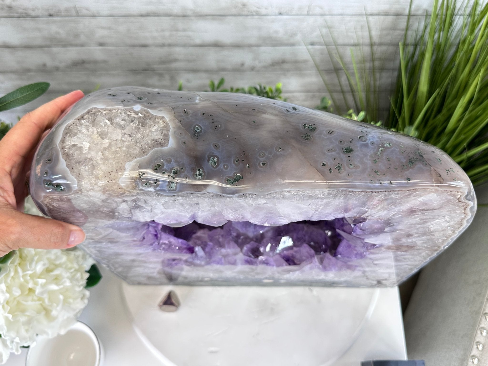 Extra Quality Polished Brazilian Amethyst Cathedral, 85.7 lbs & 13.9" tall Model #5602-0018 by Brazil Gems - Brazil GemsBrazil GemsExtra Quality Polished Brazilian Amethyst Cathedral, 85.7 lbs & 13.9" tall Model #5602-0018 by Brazil GemsPolished Cathedrals5602-0018