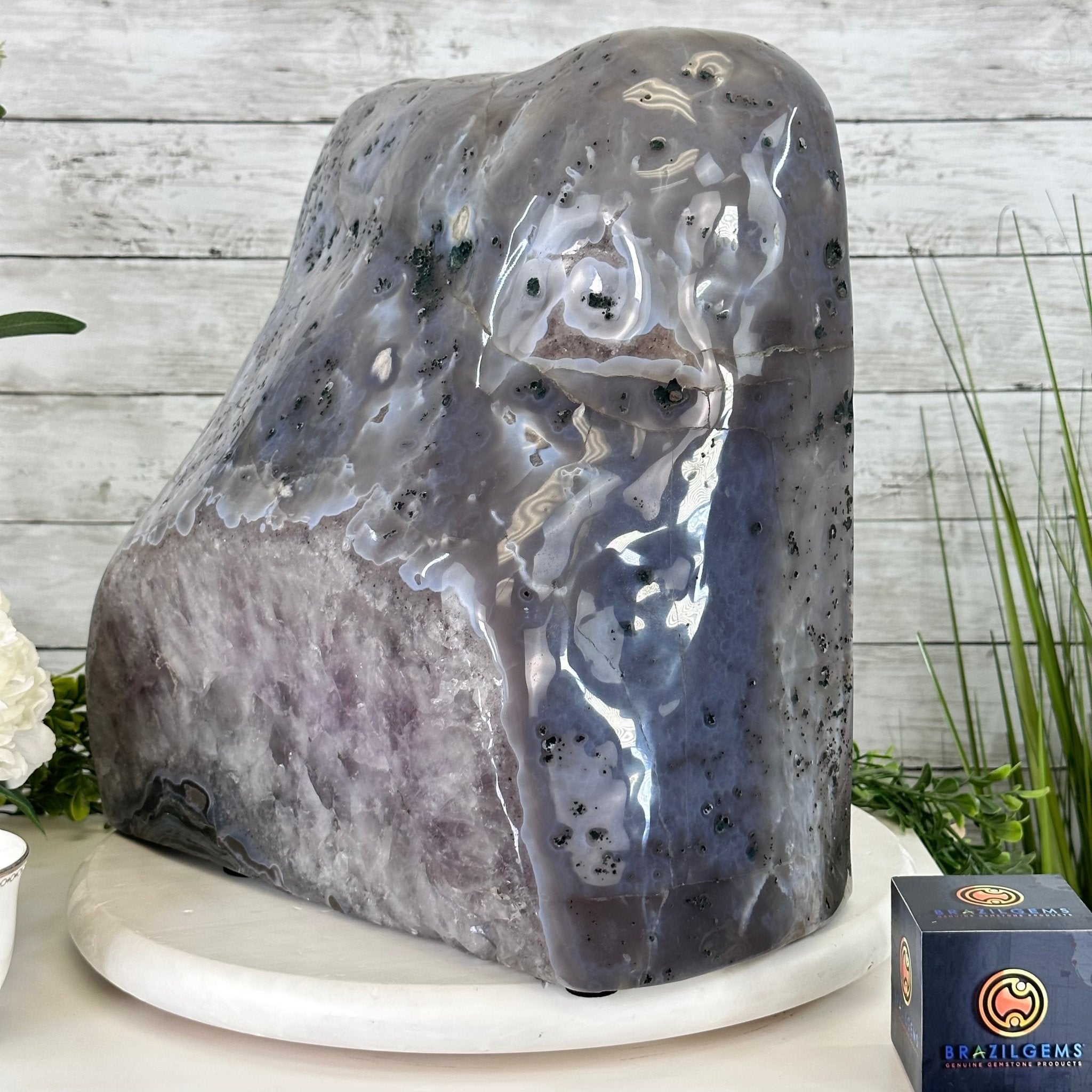 Extra Quality Polished Brazilian Amethyst Cathedral, 85.7 lbs & 13.9" tall Model #5602-0018 by Brazil Gems - Brazil GemsBrazil GemsExtra Quality Polished Brazilian Amethyst Cathedral, 85.7 lbs & 13.9" tall Model #5602-0018 by Brazil GemsPolished Cathedrals5602-0018