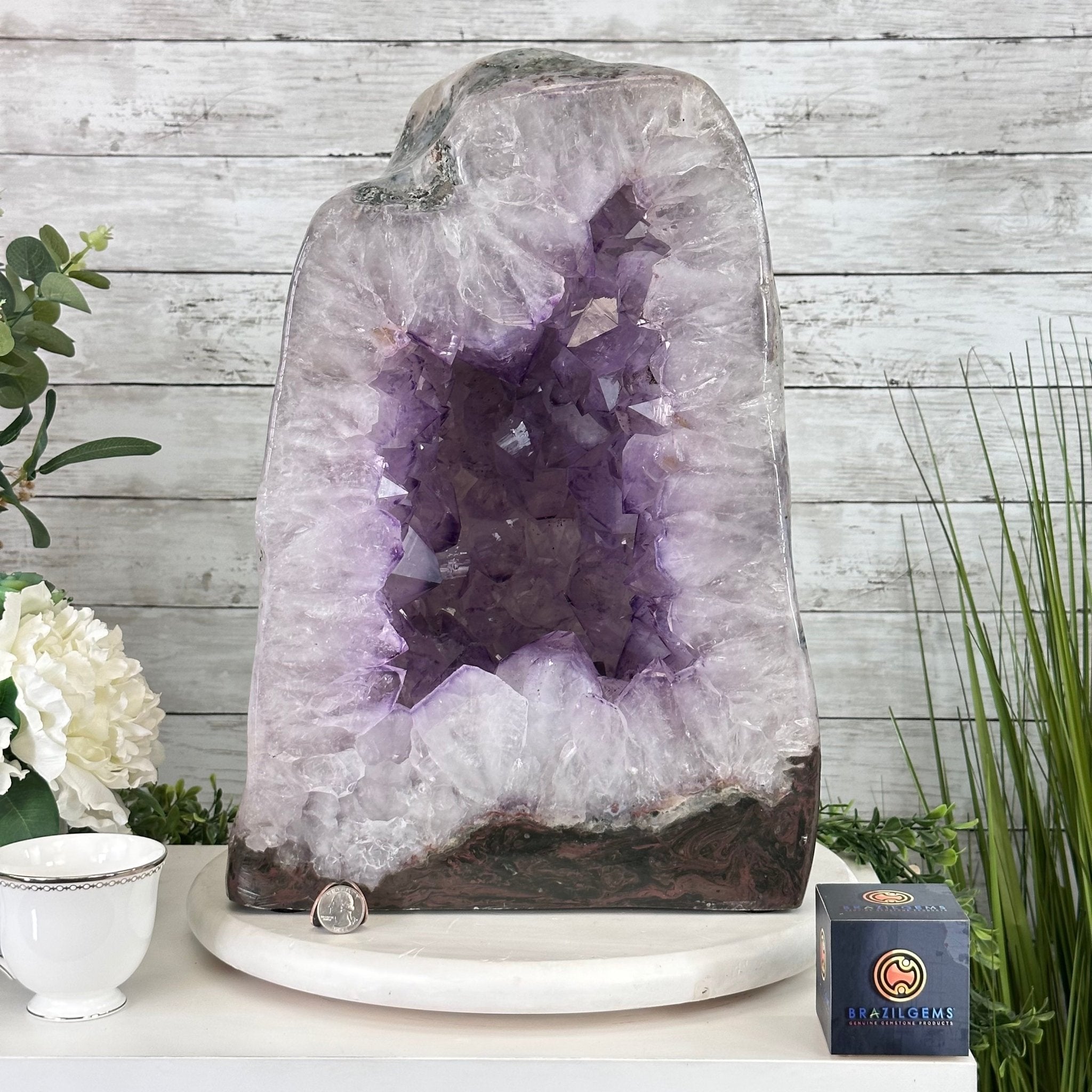 Extra Quality Polished Brazilian Amethyst Cathedral, 87.3 lbs & 17.75" tall Model #5602-0009 by Brazil Gems - Brazil GemsBrazil GemsExtra Quality Polished Brazilian Amethyst Cathedral, 87.3 lbs & 17.75" tall Model #5602-0009 by Brazil GemsPolished Cathedrals5602-0009