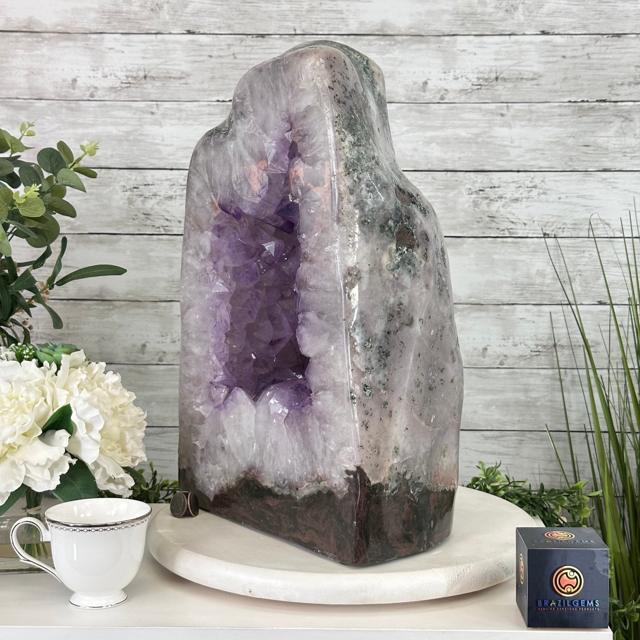Extra Quality Polished Brazilian Amethyst Cathedral, 87.3 lbs & 17.75" tall Model #5602-0009 by Brazil Gems - Brazil GemsBrazil GemsExtra Quality Polished Brazilian Amethyst Cathedral, 87.3 lbs & 17.75" tall Model #5602-0009 by Brazil GemsPolished Cathedrals5602-0009