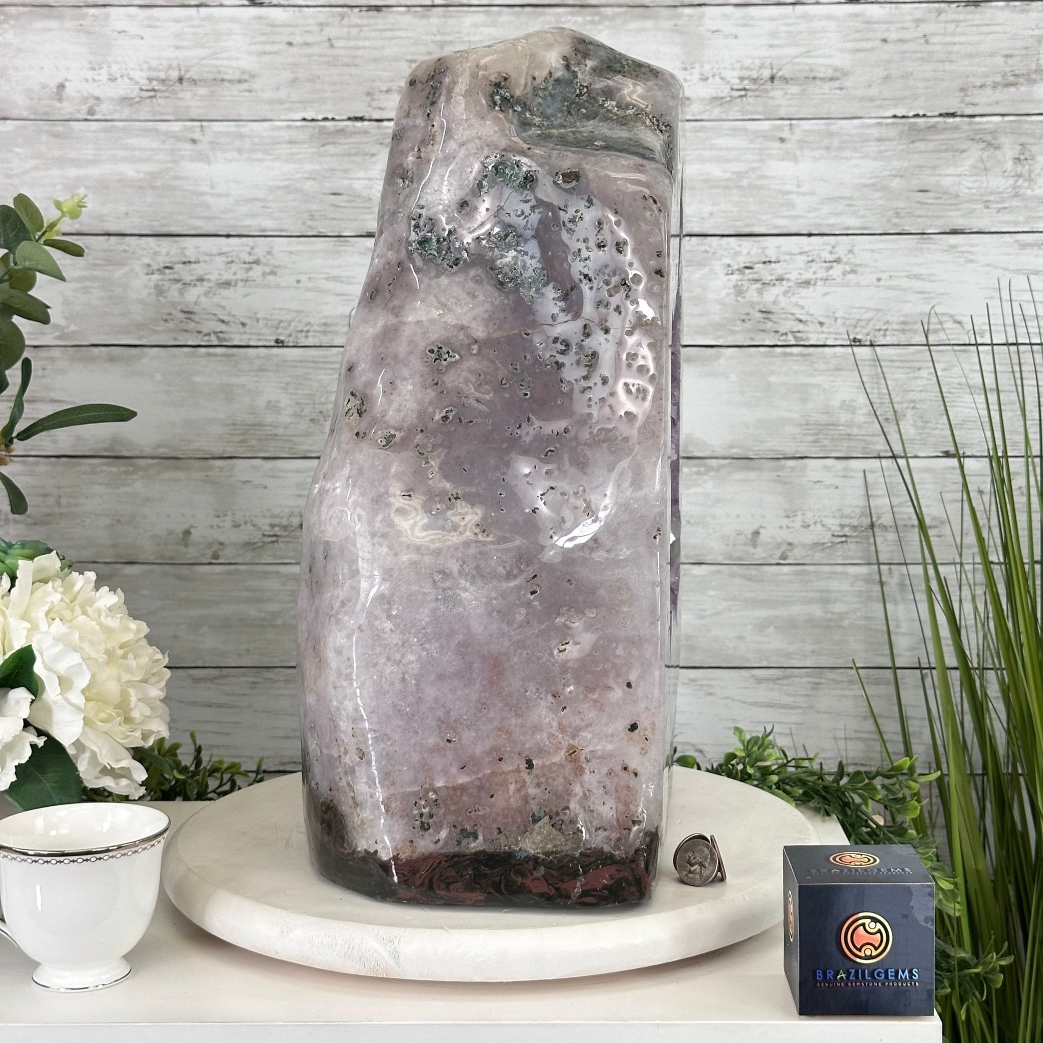 Extra Quality Polished Brazilian Amethyst Cathedral, 87.3 lbs & 17.75" tall Model #5602-0009 by Brazil Gems - Brazil GemsBrazil GemsExtra Quality Polished Brazilian Amethyst Cathedral, 87.3 lbs & 17.75" tall Model #5602-0009 by Brazil GemsPolished Cathedrals5602-0009