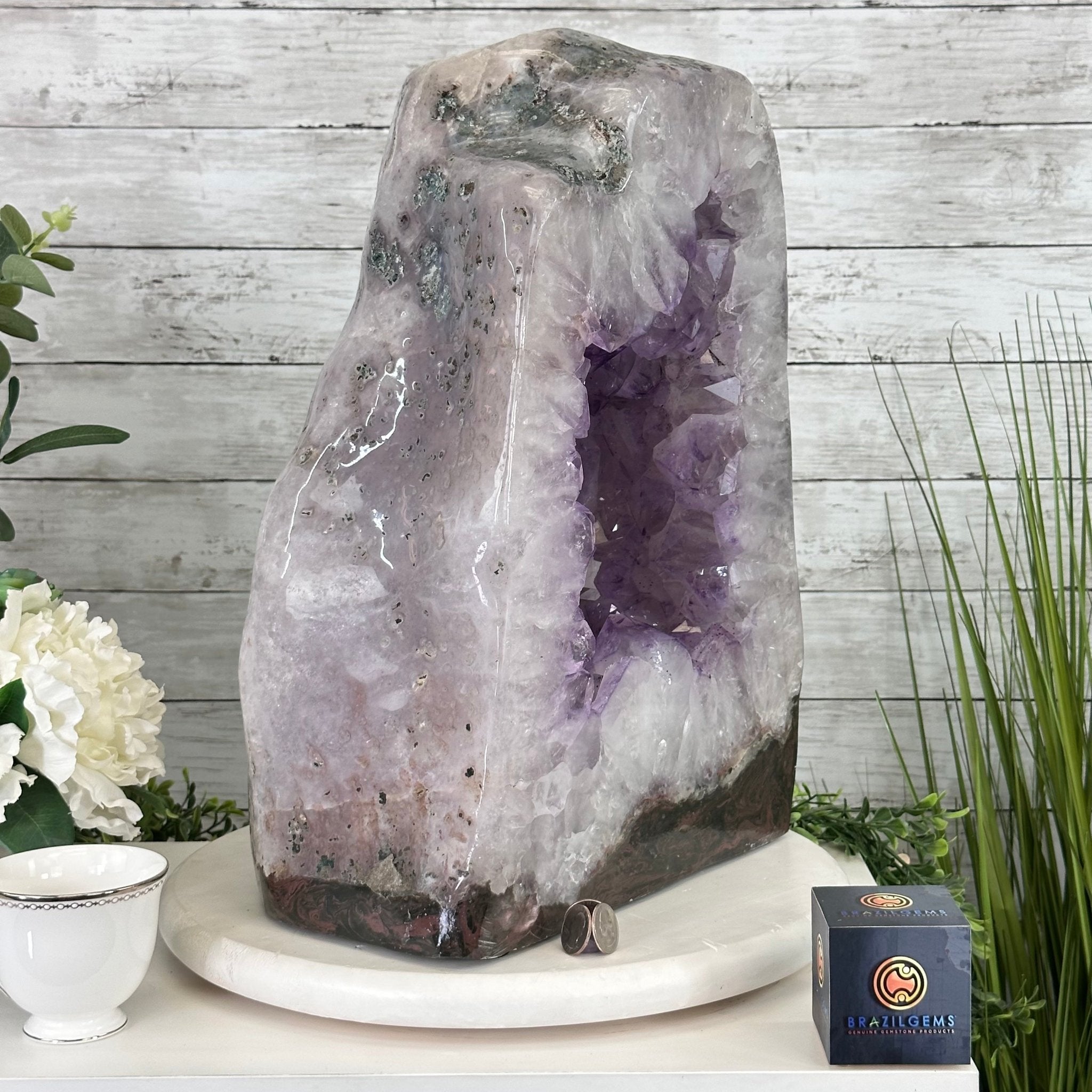 Extra Quality Polished Brazilian Amethyst Cathedral, 87.3 lbs & 17.75" tall Model #5602-0009 by Brazil Gems - Brazil GemsBrazil GemsExtra Quality Polished Brazilian Amethyst Cathedral, 87.3 lbs & 17.75" tall Model #5602-0009 by Brazil GemsPolished Cathedrals5602-0009