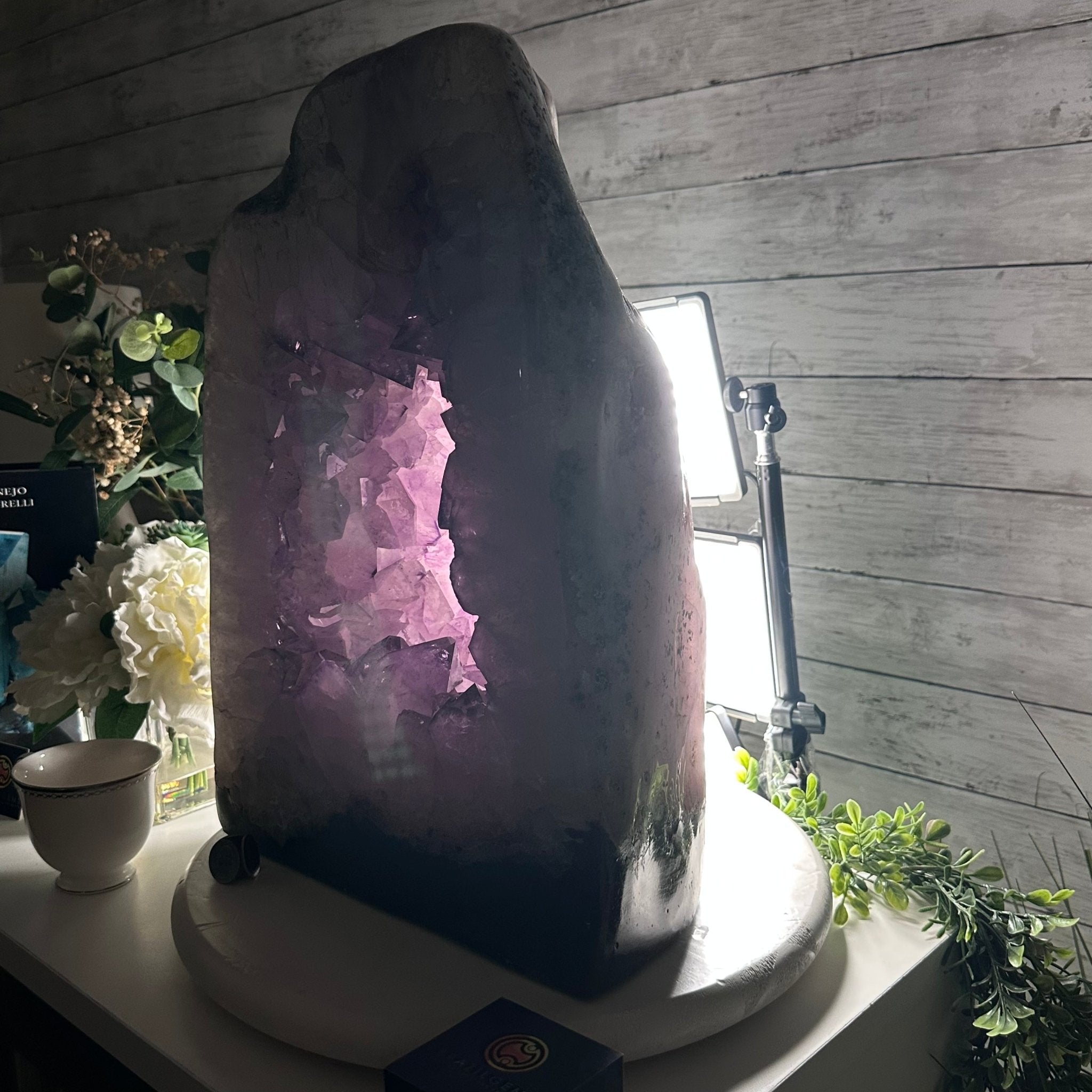Extra Quality Polished Brazilian Amethyst Cathedral, 87.3 lbs & 17.75" tall Model #5602-0009 by Brazil Gems - Brazil GemsBrazil GemsExtra Quality Polished Brazilian Amethyst Cathedral, 87.3 lbs & 17.75" tall Model #5602-0009 by Brazil GemsPolished Cathedrals5602-0009