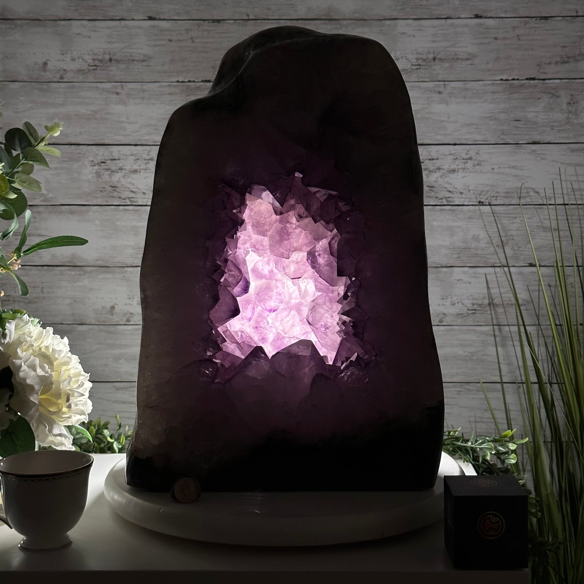 Extra Quality Polished Brazilian Amethyst Cathedral, 87.3 lbs & 17.75" tall Model #5602-0009 by Brazil Gems - Brazil GemsBrazil GemsExtra Quality Polished Brazilian Amethyst Cathedral, 87.3 lbs & 17.75" tall Model #5602-0009 by Brazil GemsPolished Cathedrals5602-0009