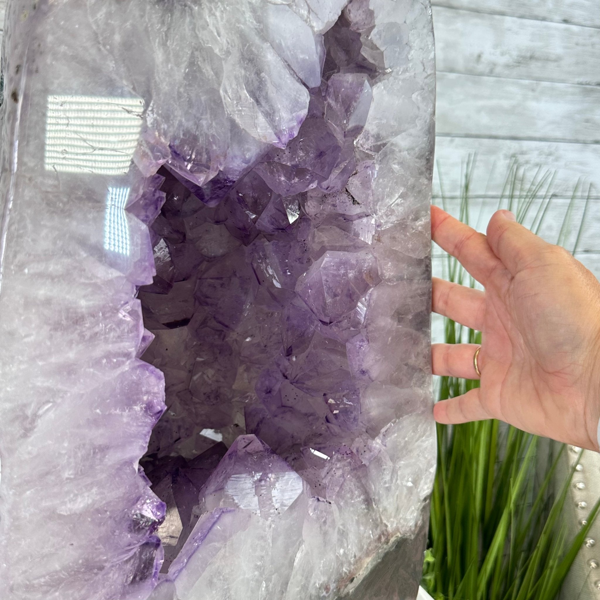 Extra Quality Polished Brazilian Amethyst Cathedral, 87.3 lbs & 17.75" tall Model #5602-0009 by Brazil Gems - Brazil GemsBrazil GemsExtra Quality Polished Brazilian Amethyst Cathedral, 87.3 lbs & 17.75" tall Model #5602-0009 by Brazil GemsPolished Cathedrals5602-0009