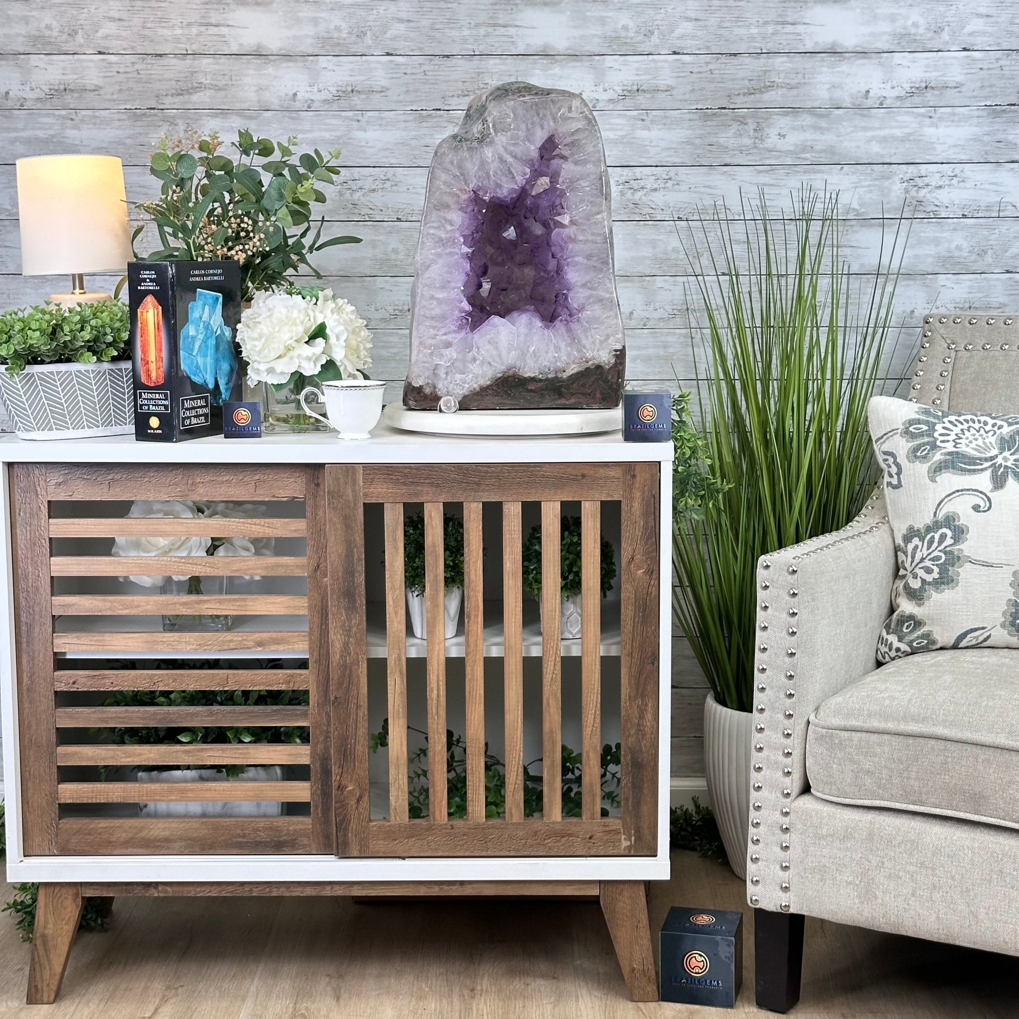 Extra Quality Polished Brazilian Amethyst Cathedral, 87.3 lbs & 17.75" tall Model #5602-0009 by Brazil Gems - Brazil GemsBrazil GemsExtra Quality Polished Brazilian Amethyst Cathedral, 87.3 lbs & 17.75" tall Model #5602-0009 by Brazil GemsPolished Cathedrals5602-0009