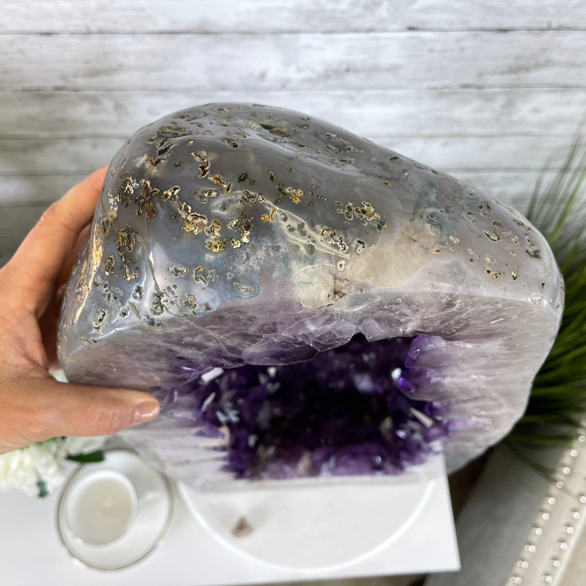 Extra Quality Polished Brazilian Amethyst Cathedral, 93.4 lbs & 26.75" tall Model #5602-0138 by Brazil Gems - Brazil GemsBrazil GemsExtra Quality Polished Brazilian Amethyst Cathedral, 93.4 lbs & 26.75" tall Model #5602-0138 by Brazil GemsPolished Cathedrals5602-0138
