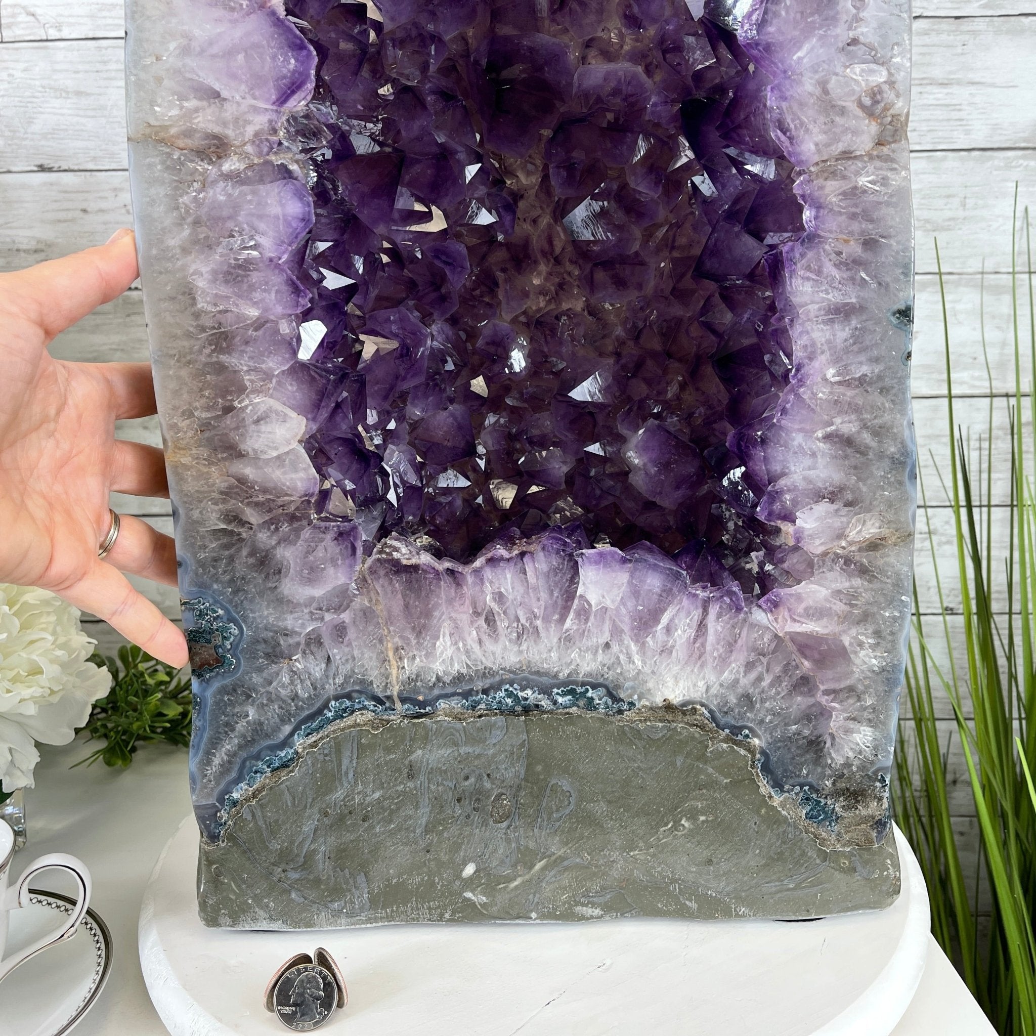 Extra Quality Polished Brazilian Amethyst Cathedral, 93.4 lbs & 26.75" tall Model #5602-0138 by Brazil Gems - Brazil GemsBrazil GemsExtra Quality Polished Brazilian Amethyst Cathedral, 93.4 lbs & 26.75" tall Model #5602-0138 by Brazil GemsPolished Cathedrals5602-0138