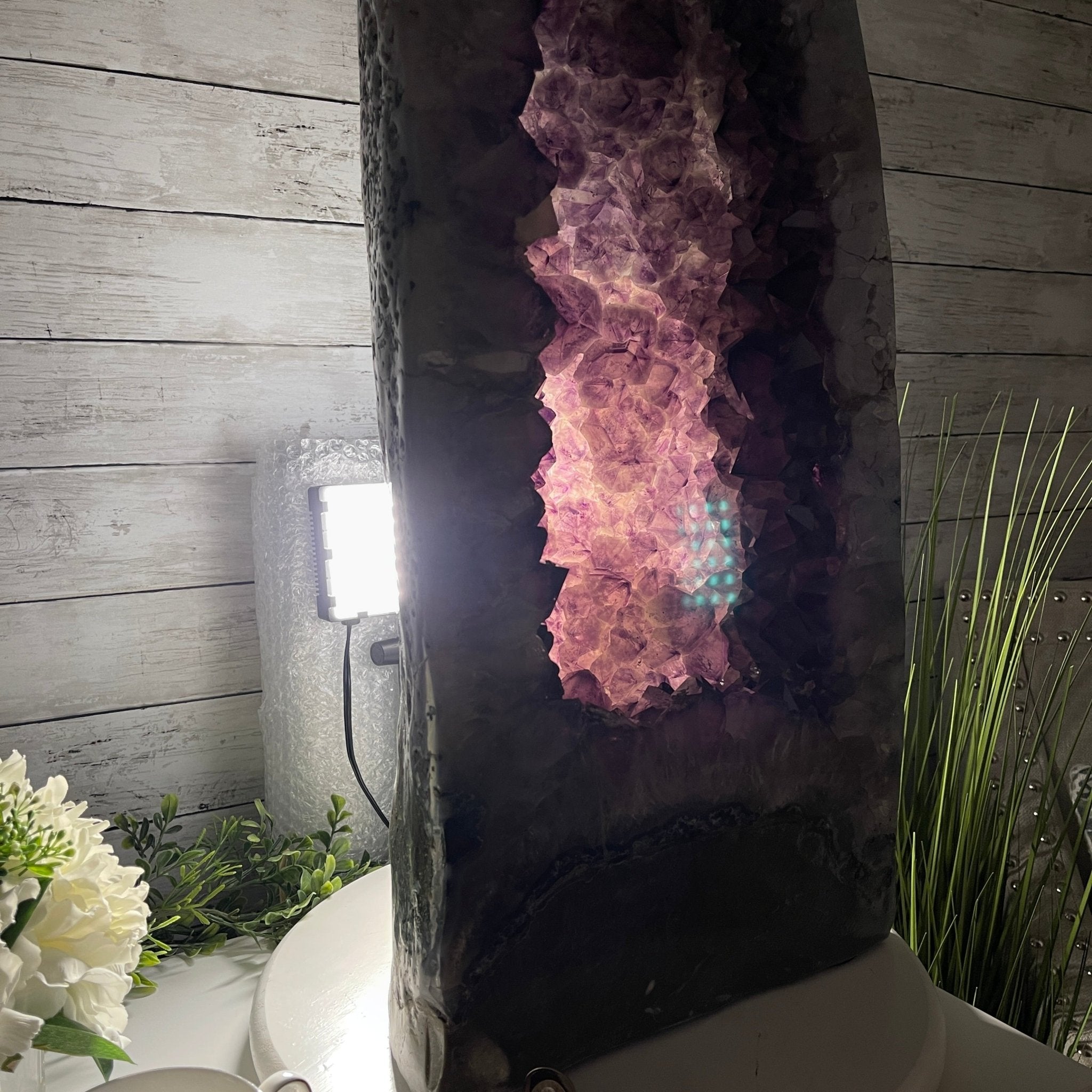 Extra Quality Polished Brazilian Amethyst Cathedral, 93.4 lbs & 26.75" tall Model #5602-0138 by Brazil Gems - Brazil GemsBrazil GemsExtra Quality Polished Brazilian Amethyst Cathedral, 93.4 lbs & 26.75" tall Model #5602-0138 by Brazil GemsPolished Cathedrals5602-0138