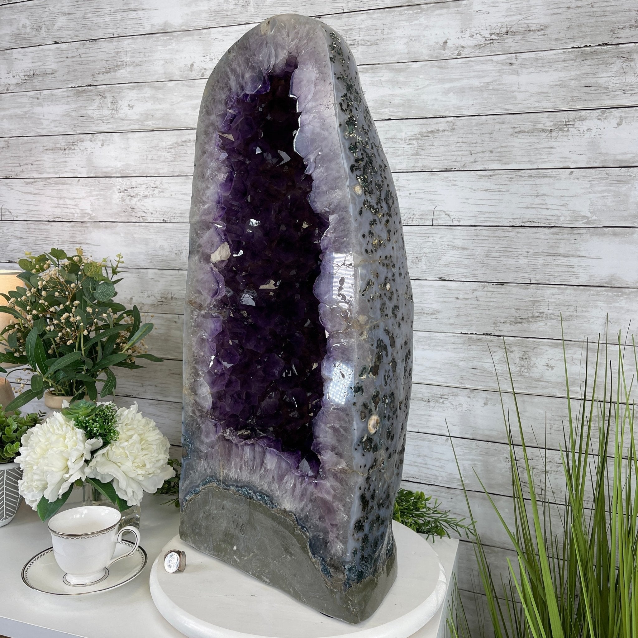 Extra Quality Polished Brazilian Amethyst Cathedral, 93.4 lbs & 26.75" tall Model #5602-0138 by Brazil Gems - Brazil GemsBrazil GemsExtra Quality Polished Brazilian Amethyst Cathedral, 93.4 lbs & 26.75" tall Model #5602-0138 by Brazil GemsPolished Cathedrals5602-0138