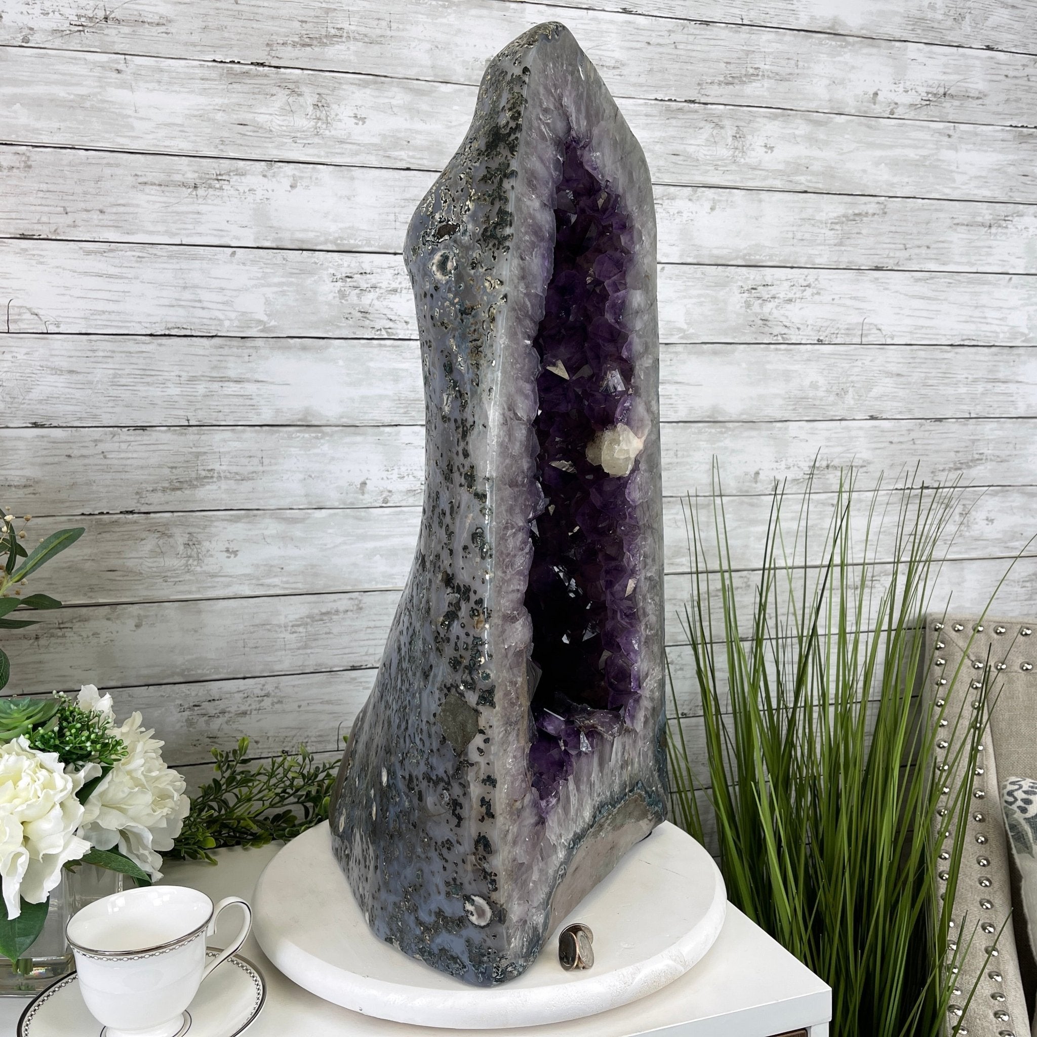 Extra Quality Polished Brazilian Amethyst Cathedral, 95.2 lbs & 24.6" tall Model #5602-0139 by Brazil Gems - Brazil GemsBrazil GemsExtra Quality Polished Brazilian Amethyst Cathedral, 95.2 lbs & 24.6" tall Model #5602-0139 by Brazil GemsPolished Cathedrals5602-0139