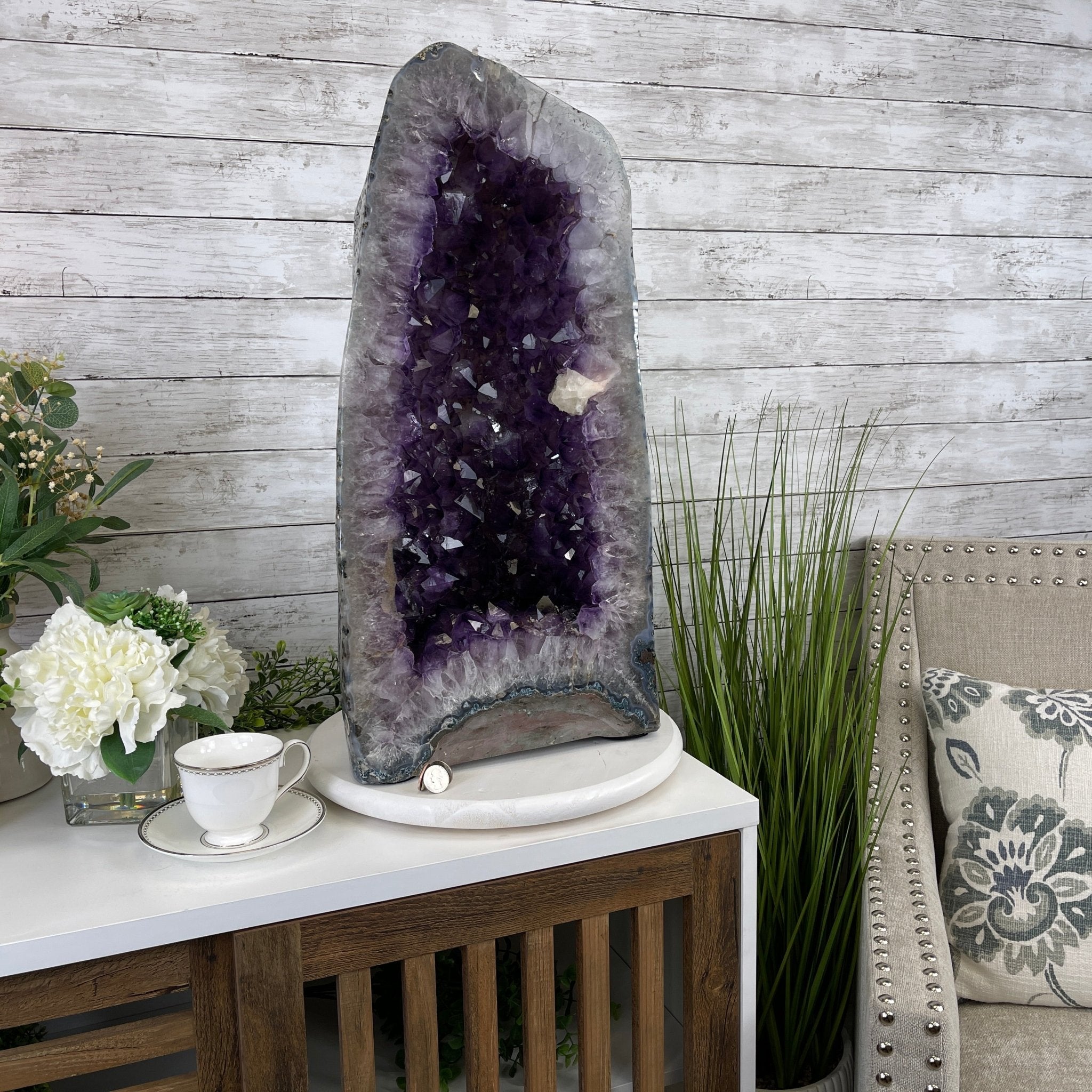 Extra Quality Polished Brazilian Amethyst Cathedral, 95.2 lbs & 24.6" tall Model #5602-0139 by Brazil Gems - Brazil GemsBrazil GemsExtra Quality Polished Brazilian Amethyst Cathedral, 95.2 lbs & 24.6" tall Model #5602-0139 by Brazil GemsPolished Cathedrals5602-0139
