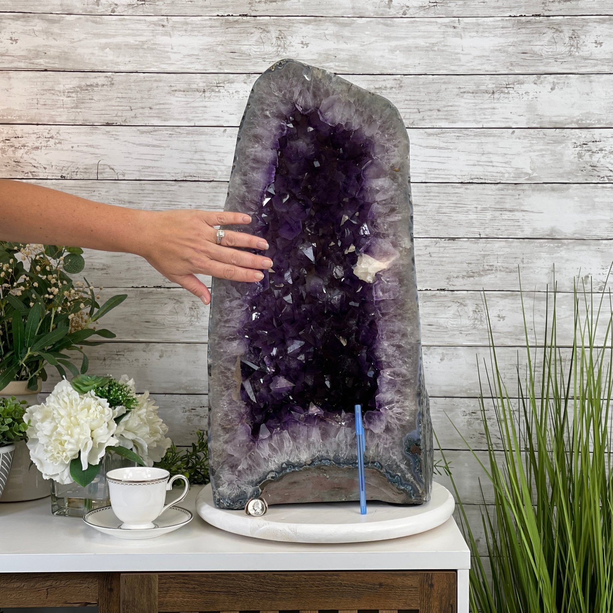 Extra Quality Polished Brazilian Amethyst Cathedral, 95.2 lbs & 24.6" tall Model #5602-0139 by Brazil Gems - Brazil GemsBrazil GemsExtra Quality Polished Brazilian Amethyst Cathedral, 95.2 lbs & 24.6" tall Model #5602-0139 by Brazil GemsPolished Cathedrals5602-0139
