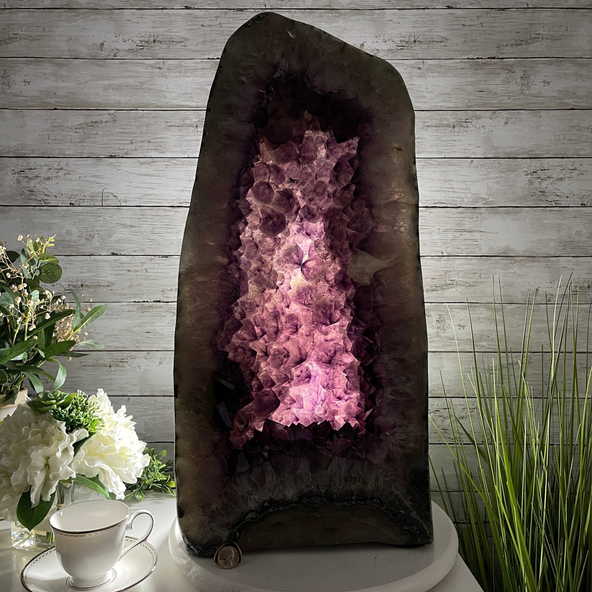 Extra Quality Polished Brazilian Amethyst Cathedral, 95.2 lbs & 24.6" tall Model #5602-0139 by Brazil Gems - Brazil GemsBrazil GemsExtra Quality Polished Brazilian Amethyst Cathedral, 95.2 lbs & 24.6" tall Model #5602-0139 by Brazil GemsPolished Cathedrals5602-0139
