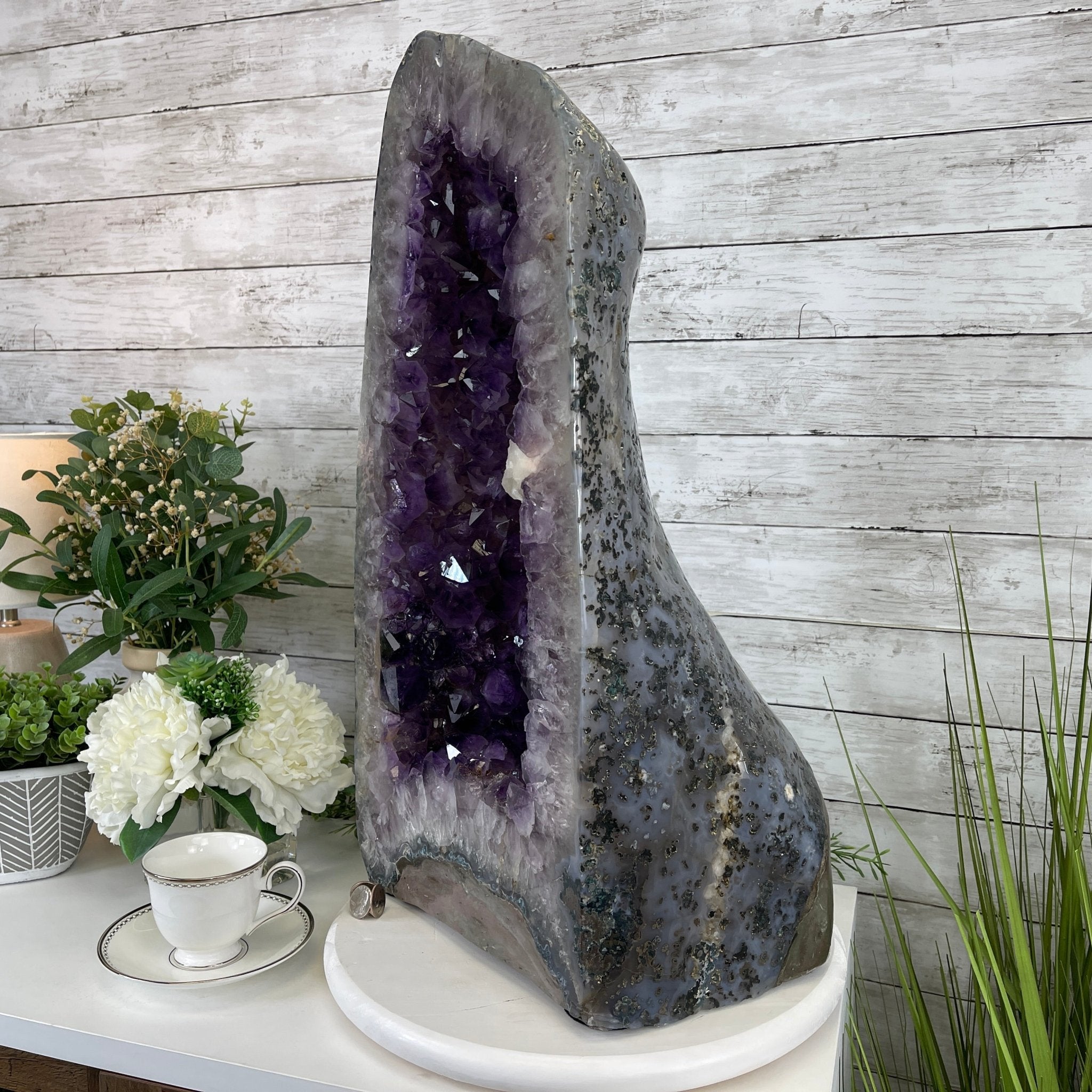 Extra Quality Polished Brazilian Amethyst Cathedral, 95.2 lbs & 24.6" tall Model #5602-0139 by Brazil Gems - Brazil GemsBrazil GemsExtra Quality Polished Brazilian Amethyst Cathedral, 95.2 lbs & 24.6" tall Model #5602-0139 by Brazil GemsPolished Cathedrals5602-0139