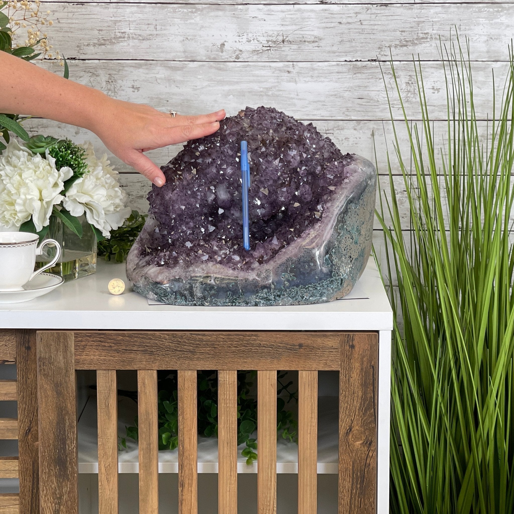 Extra Quality Unique Uruguayan Amethyst Geode, 10.25” tall & 55.8 lbs #5520-0008 by Brazil Gems - Brazil GemsBrazil GemsExtra Quality Unique Uruguayan Amethyst Geode, 10.25” tall & 55.8 lbs #5520-0008 by Brazil GemsClusters: Unique & Freeform5520-0008