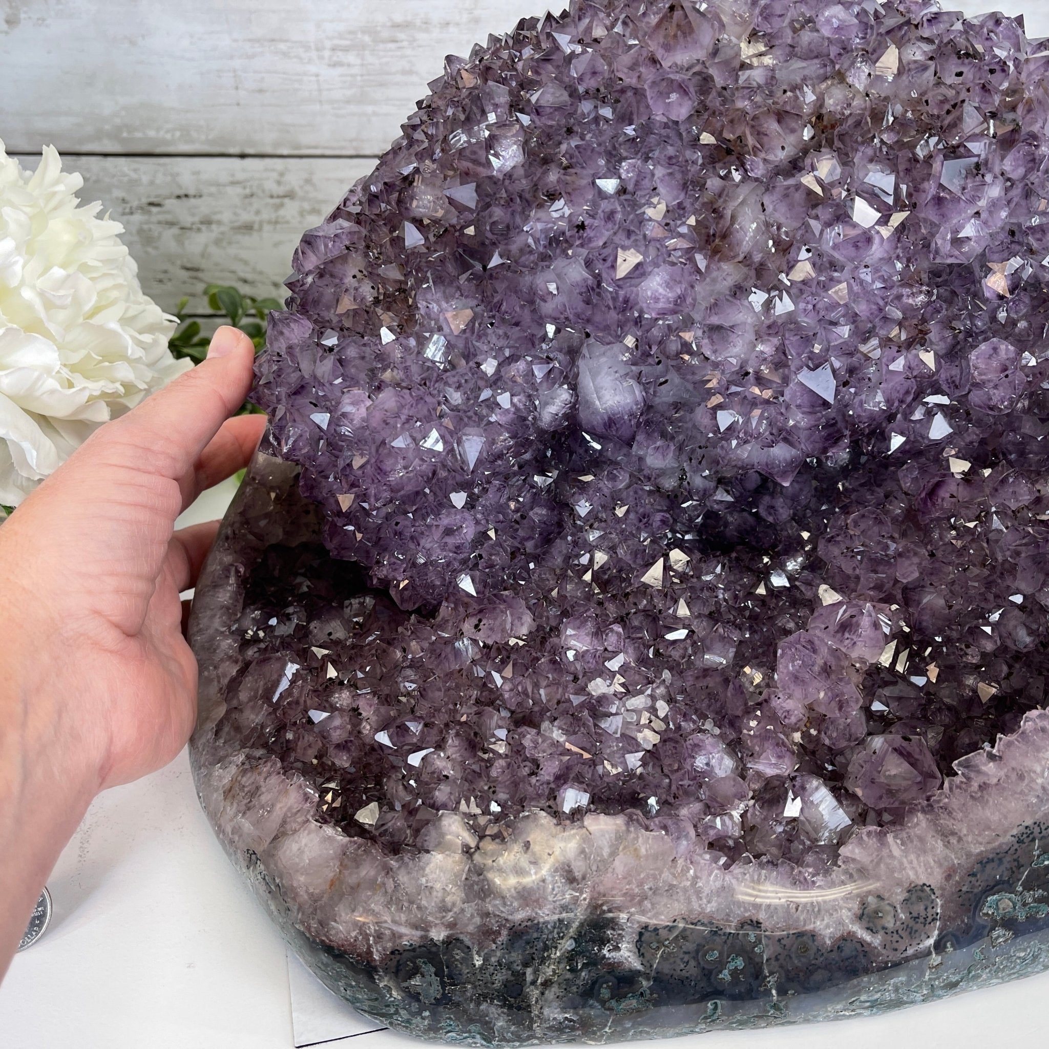 Extra Quality Unique Uruguayan Amethyst Geode, 10.25” tall & 55.8 lbs #5520-0008 by Brazil Gems - Brazil GemsBrazil GemsExtra Quality Unique Uruguayan Amethyst Geode, 10.25” tall & 55.8 lbs #5520-0008 by Brazil GemsClusters: Unique & Freeform5520-0008