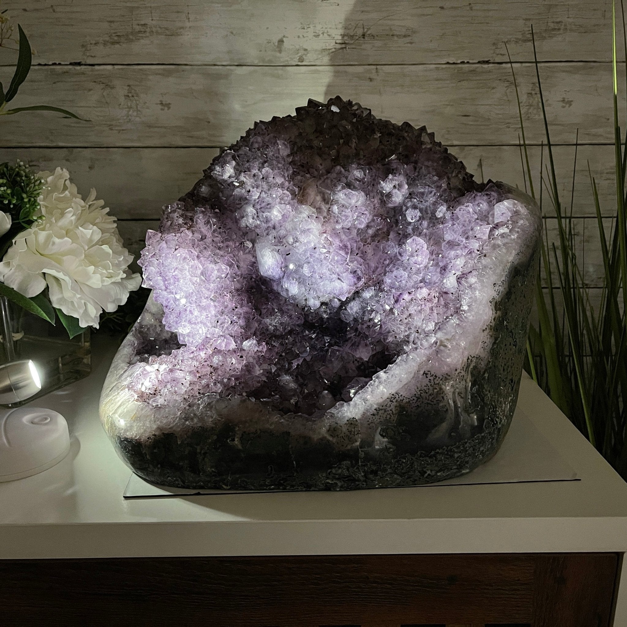 Extra Quality Unique Uruguayan Amethyst Geode, 10.25” tall & 55.8 lbs #5520-0008 by Brazil Gems - Brazil GemsBrazil GemsExtra Quality Unique Uruguayan Amethyst Geode, 10.25” tall & 55.8 lbs #5520-0008 by Brazil GemsClusters: Unique & Freeform5520-0008