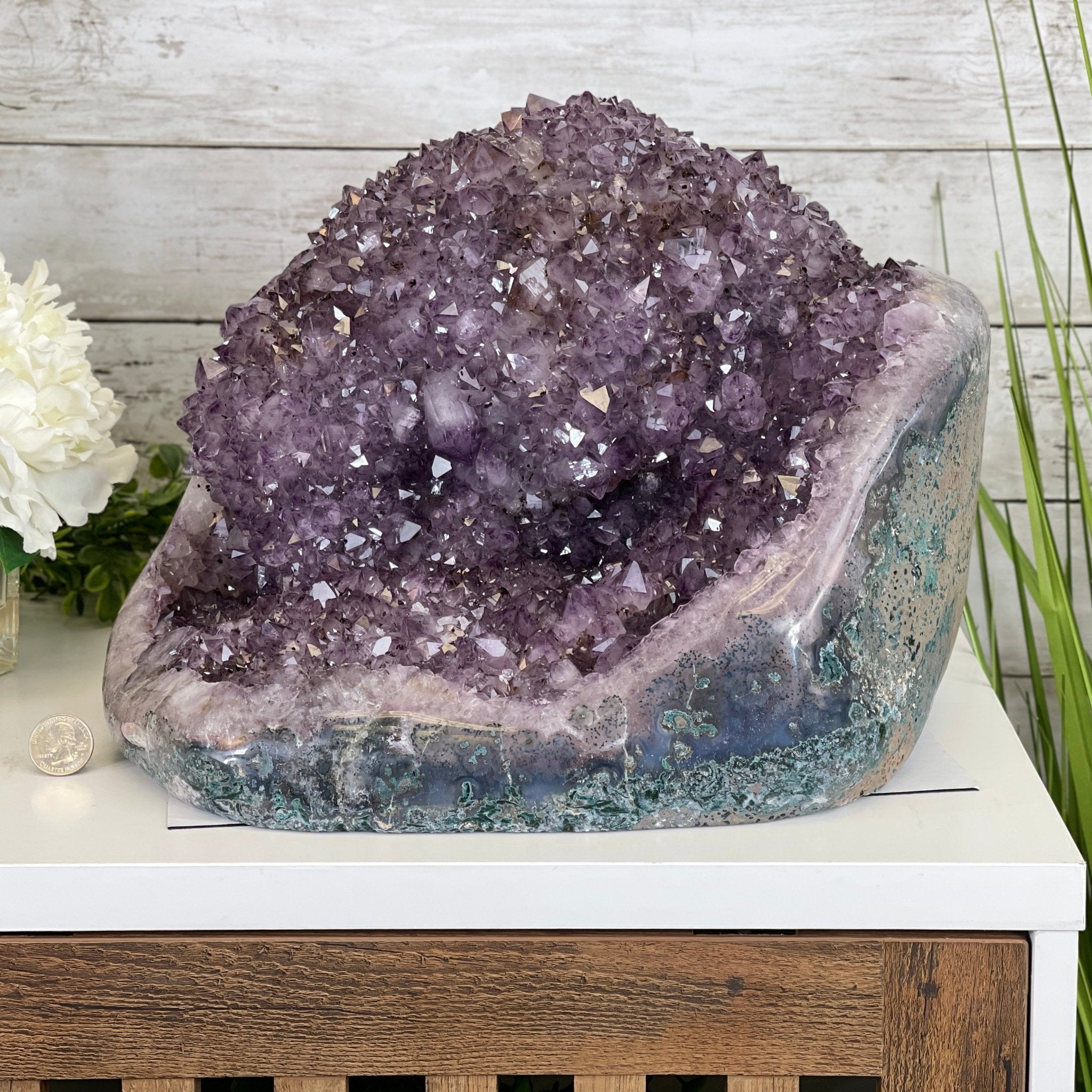 Extra Quality Unique Uruguayan Amethyst Geode, 10.25” tall & 55.8 lbs #5520-0008 by Brazil Gems - Brazil GemsBrazil GemsExtra Quality Unique Uruguayan Amethyst Geode, 10.25” tall & 55.8 lbs #5520-0008 by Brazil GemsClusters: Unique & Freeform5520-0008