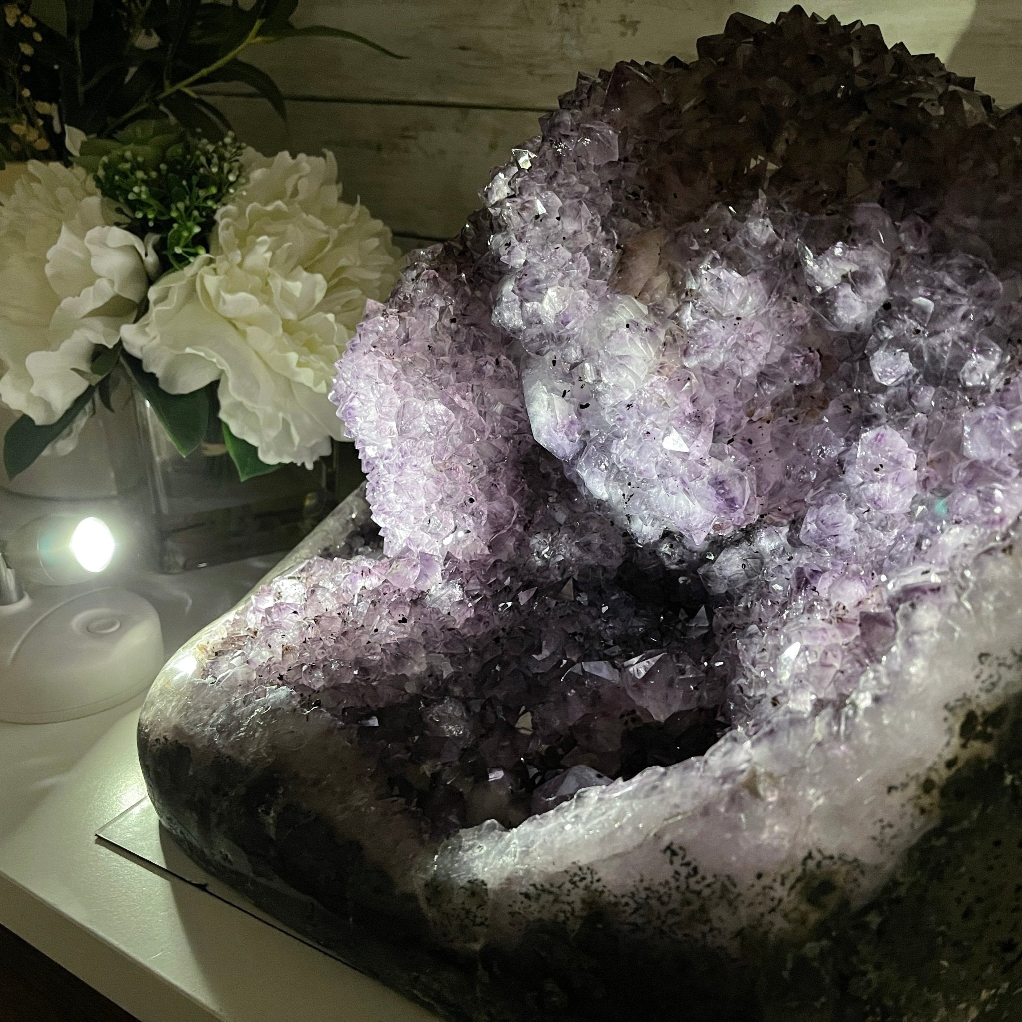 Extra Quality Unique Uruguayan Amethyst Geode, 10.25” tall & 55.8 lbs #5520-0008 by Brazil Gems - Brazil GemsBrazil GemsExtra Quality Unique Uruguayan Amethyst Geode, 10.25” tall & 55.8 lbs #5520-0008 by Brazil GemsClusters: Unique & Freeform5520-0008