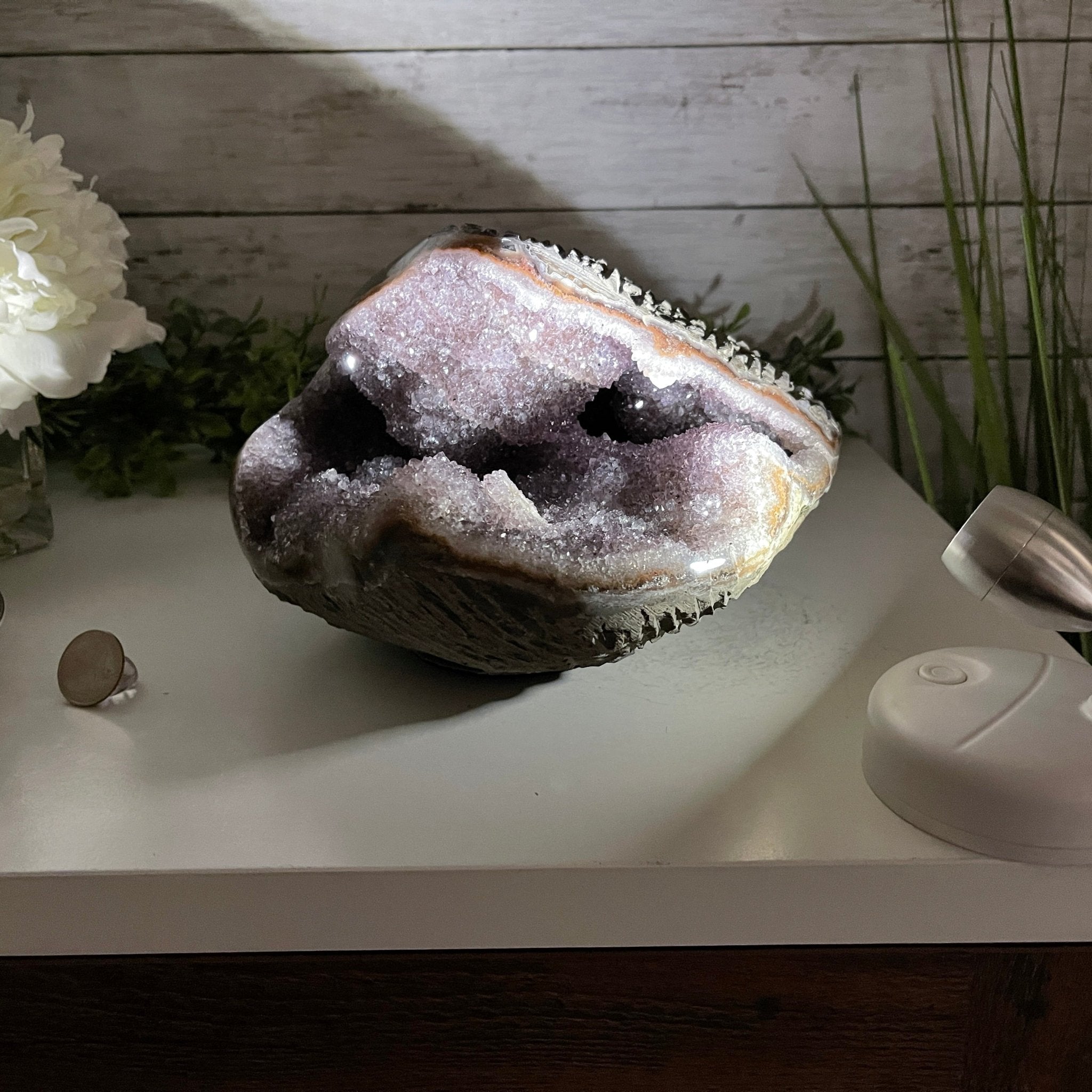 Extra Quality Unique Uruguayan Amethyst Geode, 4.75” tall & 10.7 lbs #5520-0002 by Brazil Gems - Brazil GemsBrazil GemsExtra Quality Unique Uruguayan Amethyst Geode, 4.75” tall & 10.7 lbs #5520-0002 by Brazil GemsClusters: Unique & Freeform5520-0002