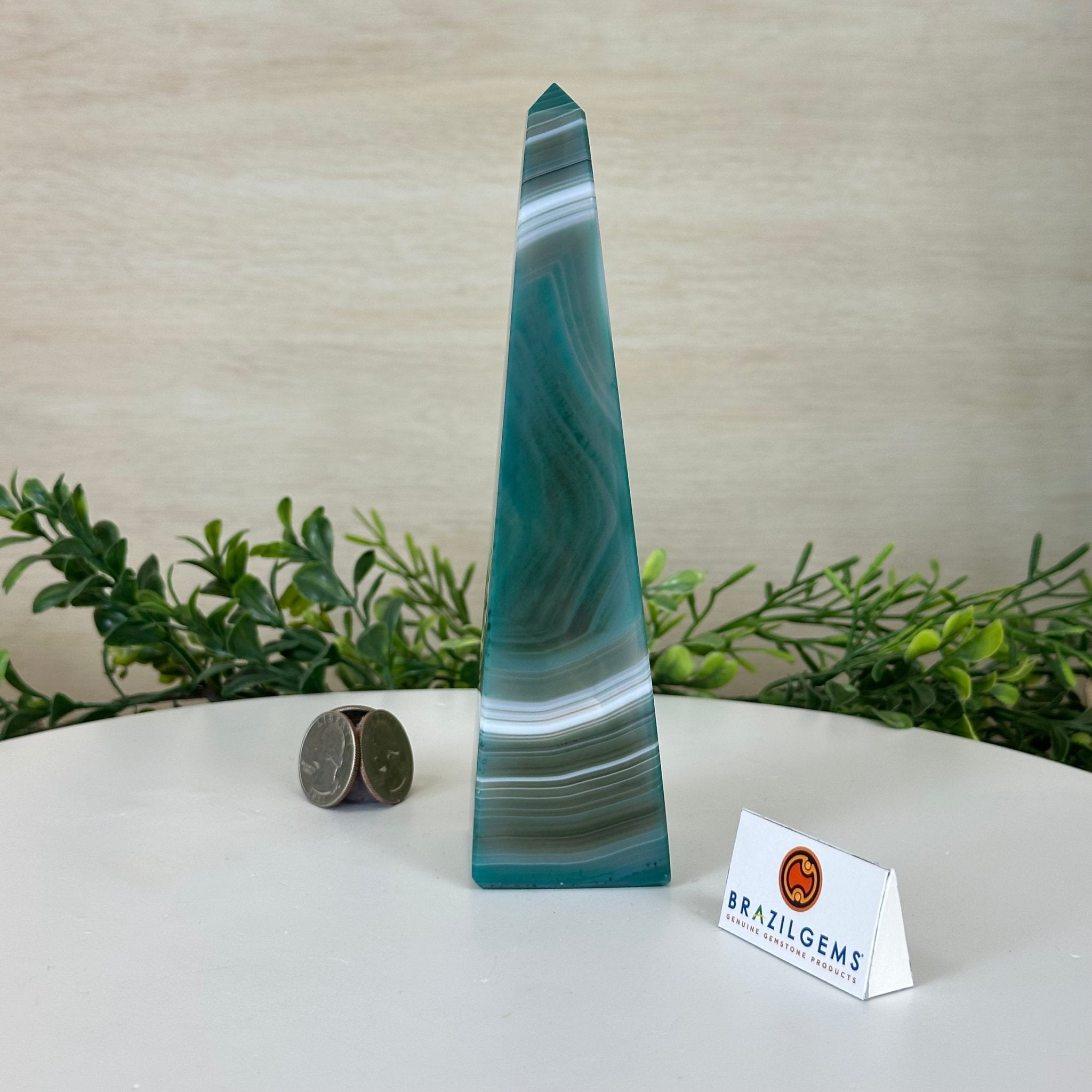 Green Agate 4 - Sided Obelisk Tower, 6.9" Tall #3104GR - 004 - Brazil GemsBrazil GemsGreen Agate 4 - Sided Obelisk Tower, 6.9" Tall #3104GR - 004Obelisks3104GR - 004