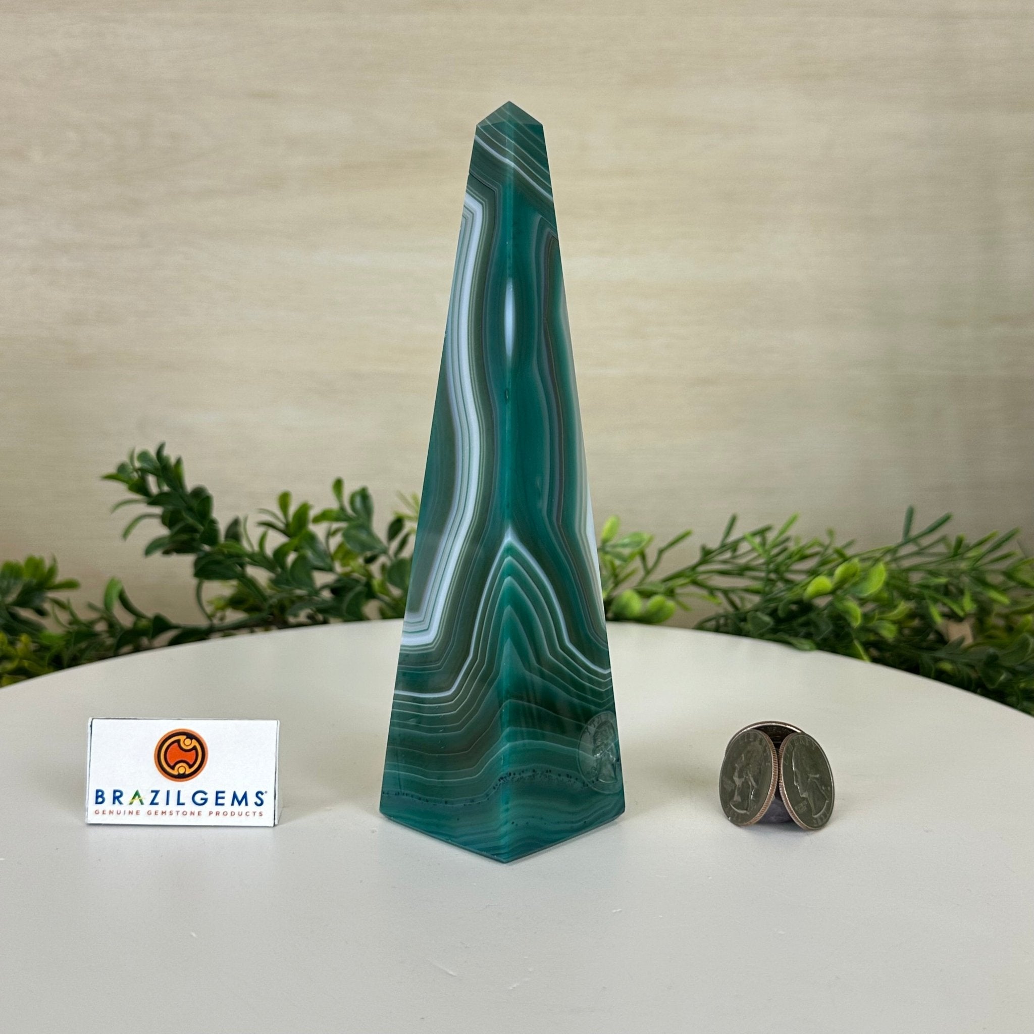 Green Agate 4 - Sided Obelisk Tower, 6.9" Tall #3104GR - 004 - Brazil GemsBrazil GemsGreen Agate 4 - Sided Obelisk Tower, 6.9" Tall #3104GR - 004Obelisks3104GR - 004