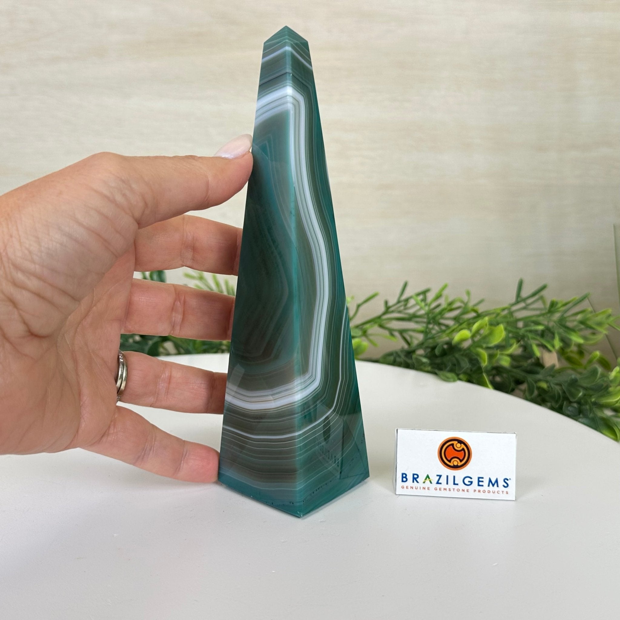 Green Agate 4 - Sided Obelisk Tower, 6.9" Tall #3104GR - 004 - Brazil GemsBrazil GemsGreen Agate 4 - Sided Obelisk Tower, 6.9" Tall #3104GR - 004Obelisks3104GR - 004