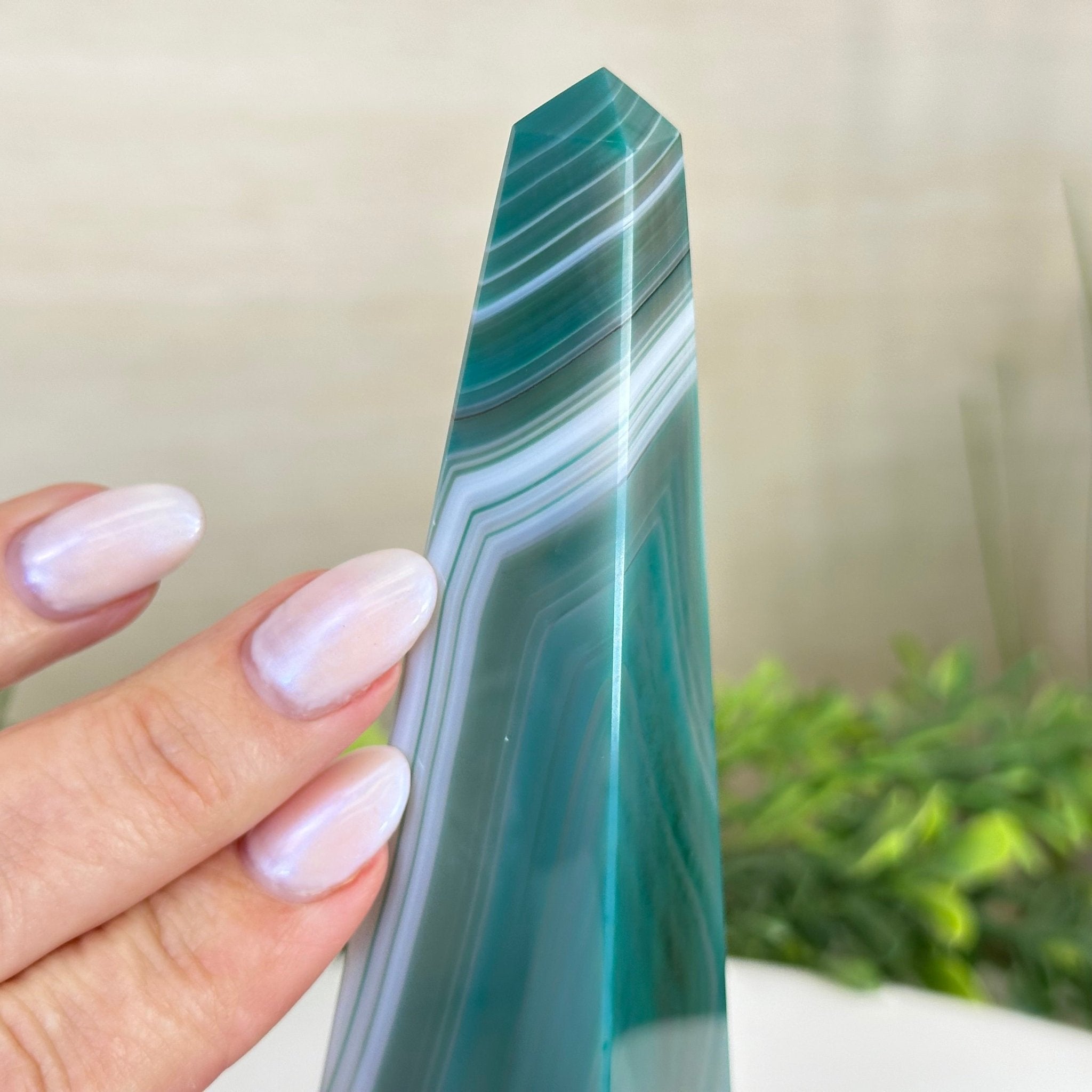 Green Agate 4 - Sided Obelisk Tower, 6.9" Tall #3104GR - 004 - Brazil GemsBrazil GemsGreen Agate 4 - Sided Obelisk Tower, 6.9" Tall #3104GR - 004Obelisks3104GR - 004