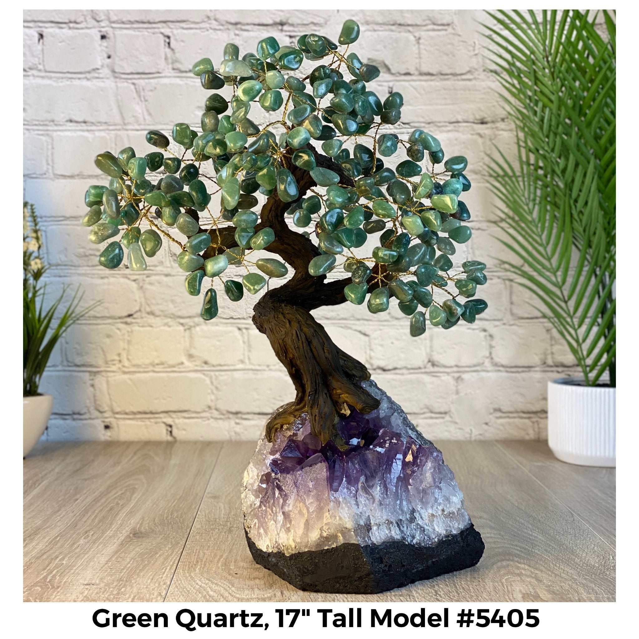 Green Quartz 17" Tall Handmade Gemstone Tree on a Crystal base, 240 Gems #5405GRNQ - Brazil GemsBrazil GemsGreen Quartz 17" Tall Handmade Gemstone Tree on a Crystal base, 240 Gems #5405GRNQGemstone Trees5405GRNQ