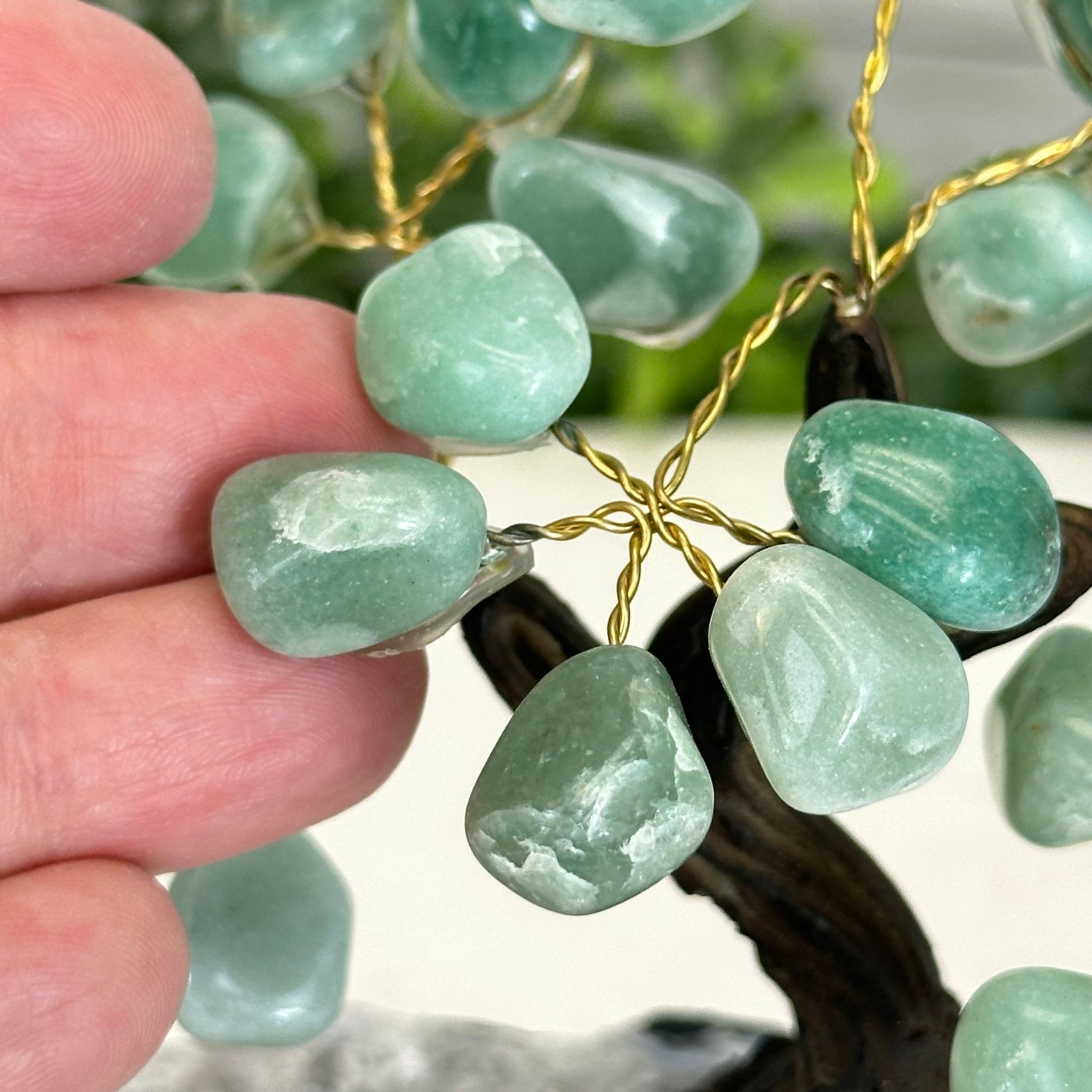 Green Quartz 5" Tall Handmade Gemstone Tree on a Crystal base, 35 Gems #5401GRNQ - Brazil GemsBrazil GemsGreen Quartz 5" Tall Handmade Gemstone Tree on a Crystal base, 35 Gems #5401GRNQGemstone Trees5401GRNQ