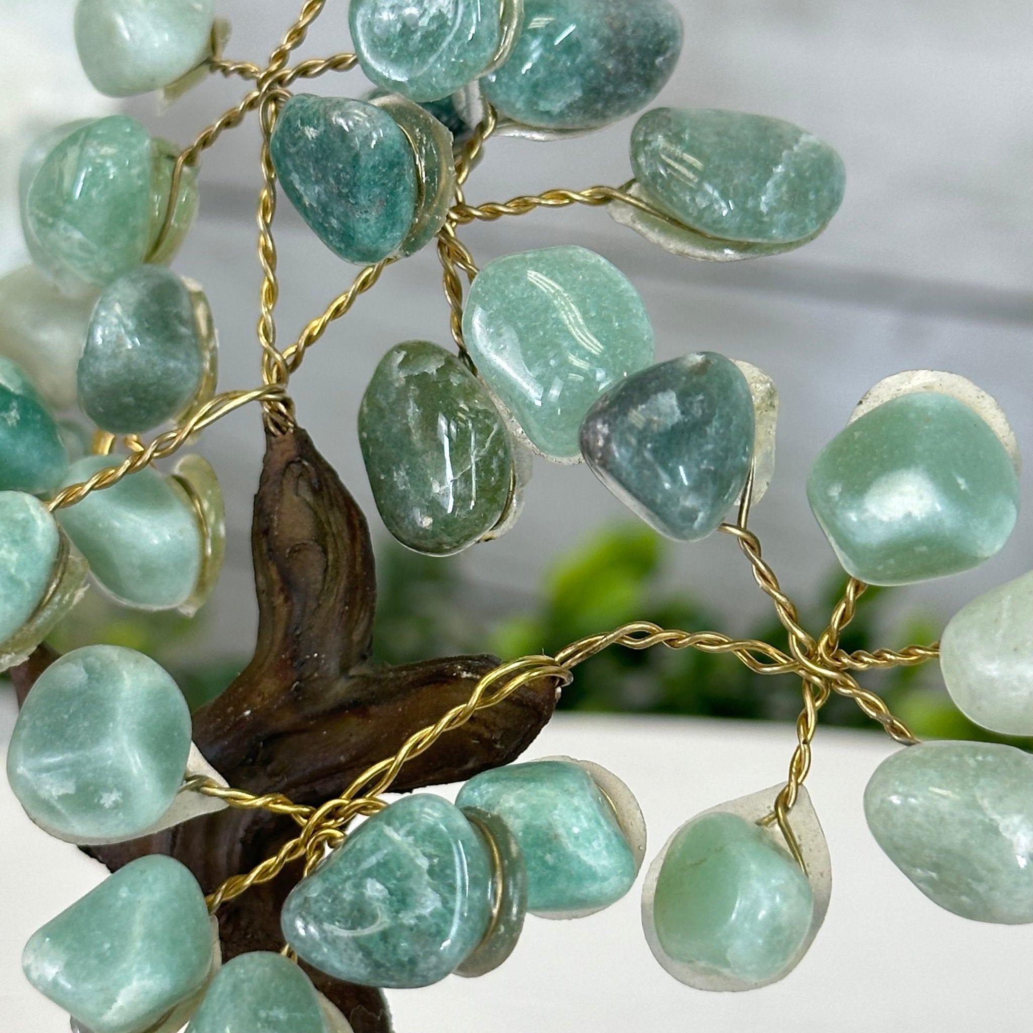 Green Quartz 5" Tall Handmade Gemstone Tree on a Crystal base, 35 Gems #5401GRNQ - Brazil GemsBrazil GemsGreen Quartz 5" Tall Handmade Gemstone Tree on a Crystal base, 35 Gems #5401GRNQGemstone Trees5401GRNQ