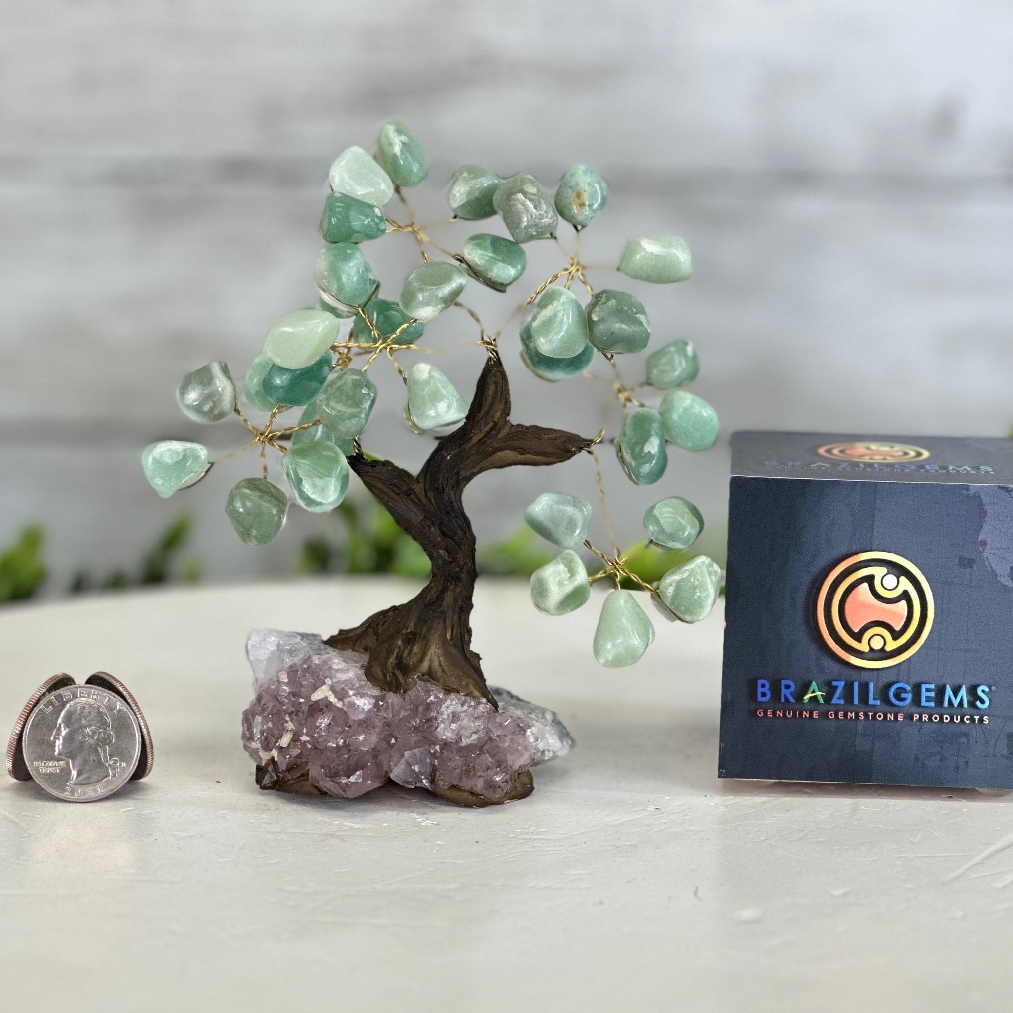 Green Quartz 5" Tall Handmade Gemstone Tree on a Crystal base, 35 Gems #5401GRNQ - Brazil GemsBrazil GemsGreen Quartz 5" Tall Handmade Gemstone Tree on a Crystal base, 35 Gems #5401GRNQGemstone Trees5401GRNQ