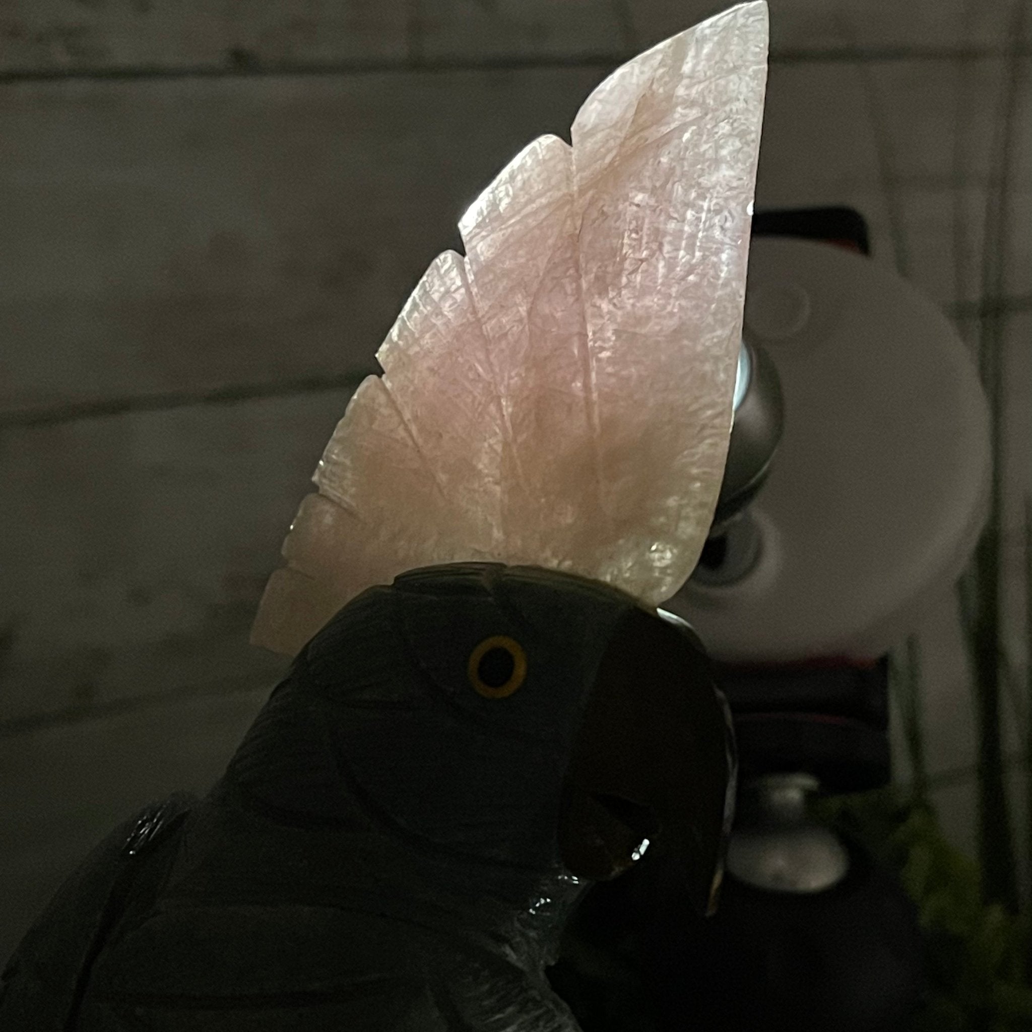 Green Quartz Crystal Cockatoo Figurine on a Amethyst Cluster Base Model #3005-GQCAM-032 by Brazil Gems - Brazil GemsBrazil GemsGreen Quartz Crystal Cockatoo Figurine on a Amethyst Cluster Base Model #3005-GQCAM-032 by Brazil GemsCrystal Birds3005-GQCAM-032