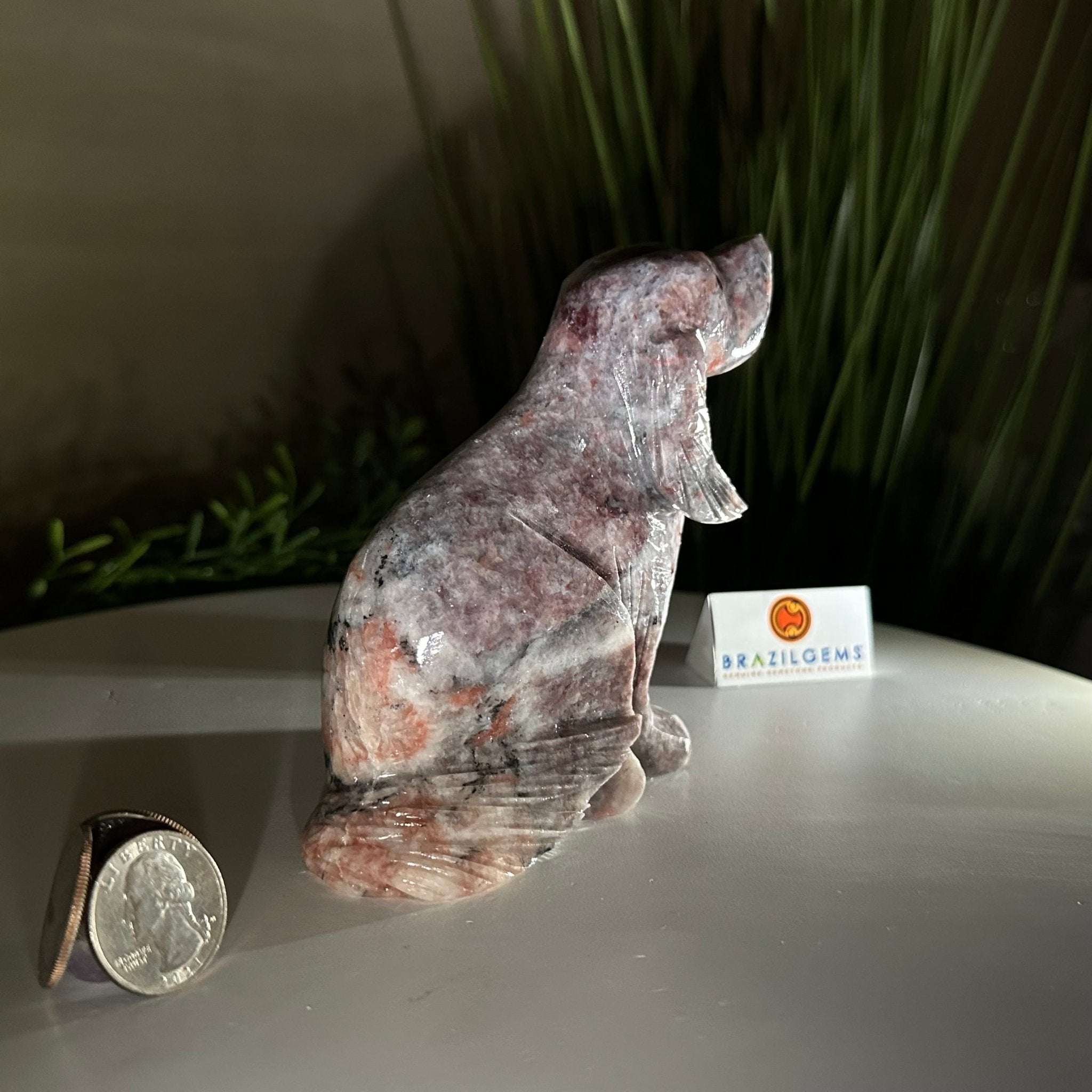 Handcrafted Pink Magnesite Dog Carving, 1.6 lbs and 4.5" Tall #3903PM - 001 - Brazil GemsBrazil GemsHandcrafted Pink Magnesite Dog Carving, 1.6 lbs and 4.5" Tall #3903PM - 0013903PM - 001