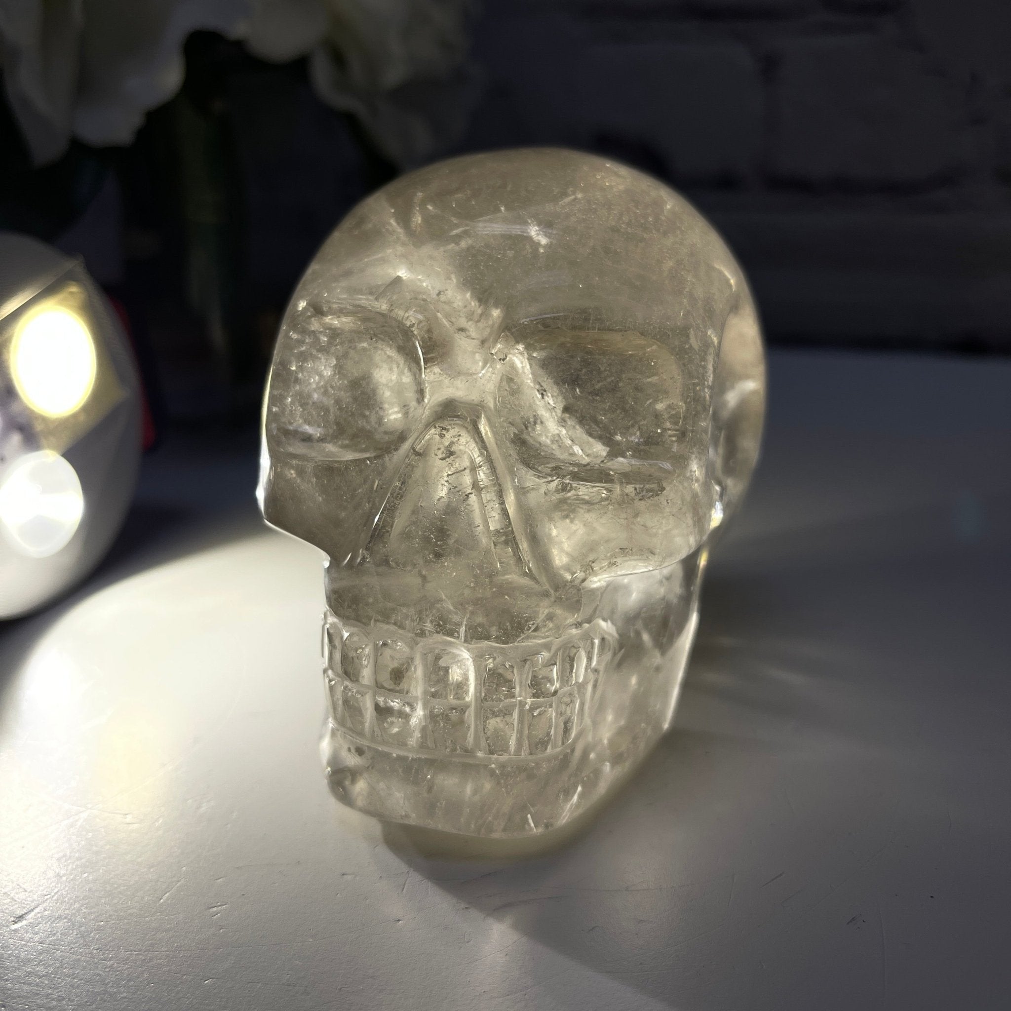 Handmade Clear Quartz Crystal Skull 3.25" tall Model #3477-0005 by Brazil Gems - Brazil GemsBrazil GemsHandmade Clear Quartz Crystal Skull 3.25" tall Model #3477-0005 by Brazil GemsSkulls3477-0005