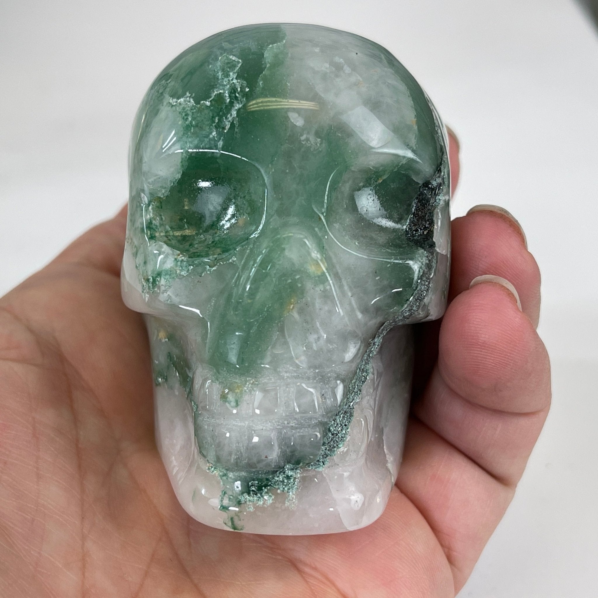 Handmade Green Quartz Crystal Skull 2.5" tall Model #3477-0001 by Brazil Gems - Brazil GemsBrazil GemsHandmade Green Quartz Crystal Skull 2.5" tall Model #3477-0001 by Brazil GemsSkulls3477-0001
