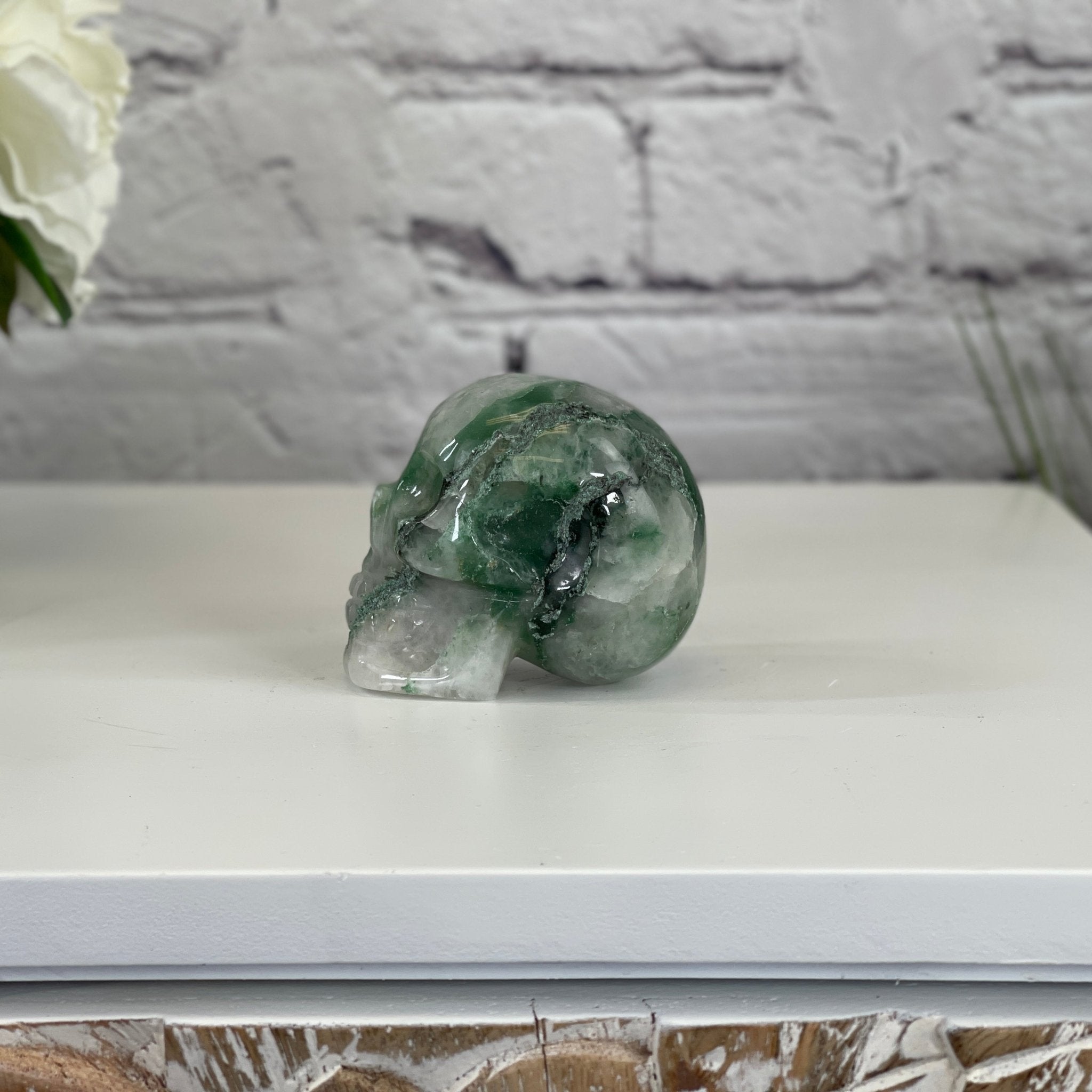 Handmade Green Quartz Crystal Skull 2.5" tall Model #3477-0001 by Brazil Gems - Brazil GemsBrazil GemsHandmade Green Quartz Crystal Skull 2.5" tall Model #3477-0001 by Brazil GemsSkulls3477-0001