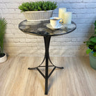 Handmade Natural Agate Round Side Table, metal base, 22" diameter, 26" tall Model #1002-0005 - Brazil GemsBrazil GemsHandmade Natural Agate Round Side Table, metal base, 22" diameter, 26" tall Model #1002-0005Tables: Side1002-0005