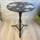 Handmade Natural Agate Round Side Table, metal base, 22" diameter, 26" tall Model #1002-0005 - Brazil GemsBrazil GemsHandmade Natural Agate Round Side Table, metal base, 22" diameter, 26" tall Model #1002-0005Tables: Side1002-0005