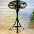 Handmade Natural Agate Round Side Table, metal base, 22" diameter, 26" tall Model #1002-0005 - Brazil GemsBrazil GemsHandmade Natural Agate Round Side Table, metal base, 22" diameter, 26" tall Model #1002-0005Tables: Side1002-0005