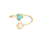 Heart Shaped Cuff Style Gold Plated Bracelet w/ Natural Gemstone Fragments - Brazil GemsBrazil GemsHeart Shaped Cuff Style Gold Plated Bracelet w/ Natural Gemstone FragmentsBracelet10GP1171 - 200