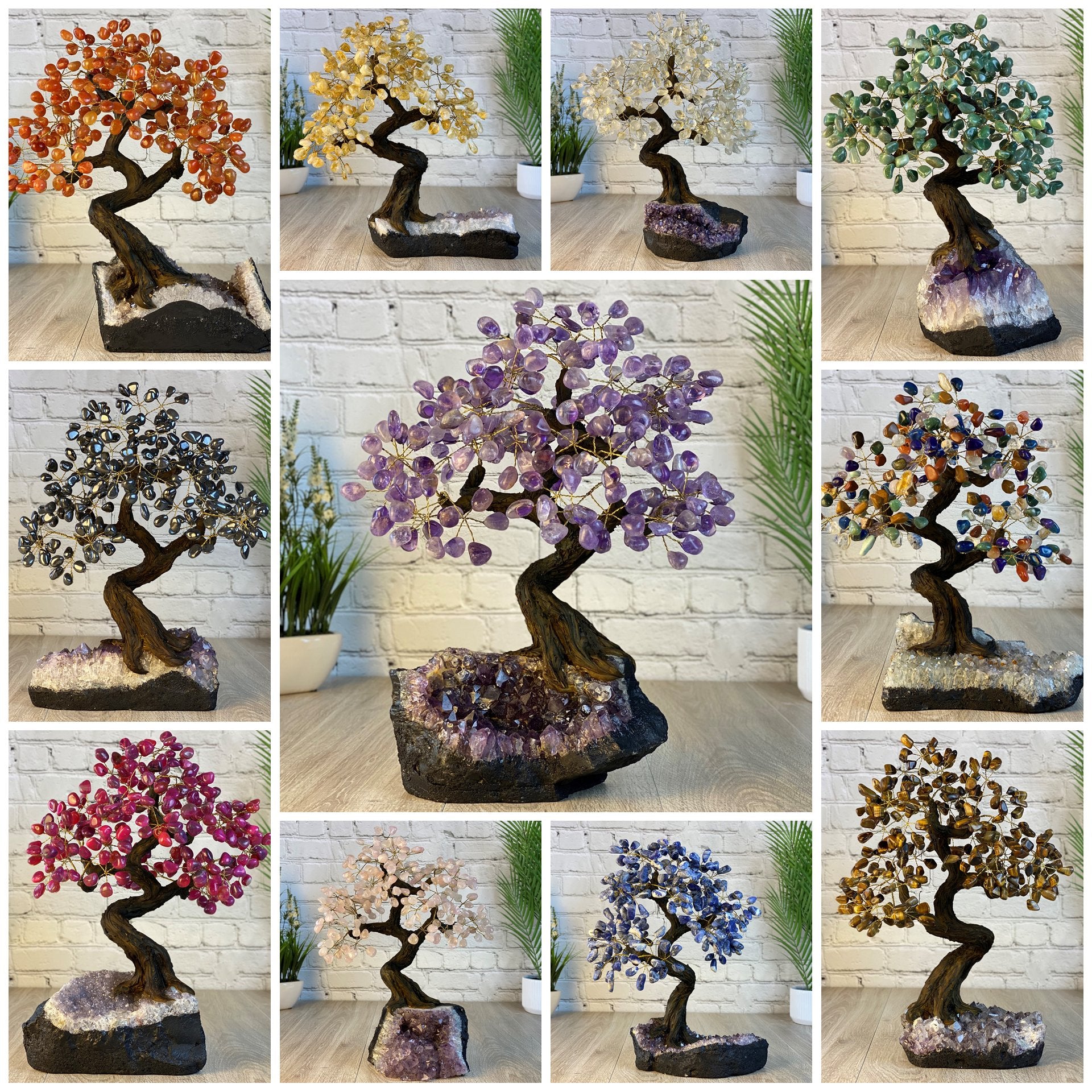 Hematite 17" Tall Handmade Gemstone Tree on a Crystal base, 240 Gems #5405HEMA - Brazil GemsBrazil GemsHematite 17" Tall Handmade Gemstone Tree on a Crystal base, 240 Gems #5405HEMAGemstone Trees5405HEMA