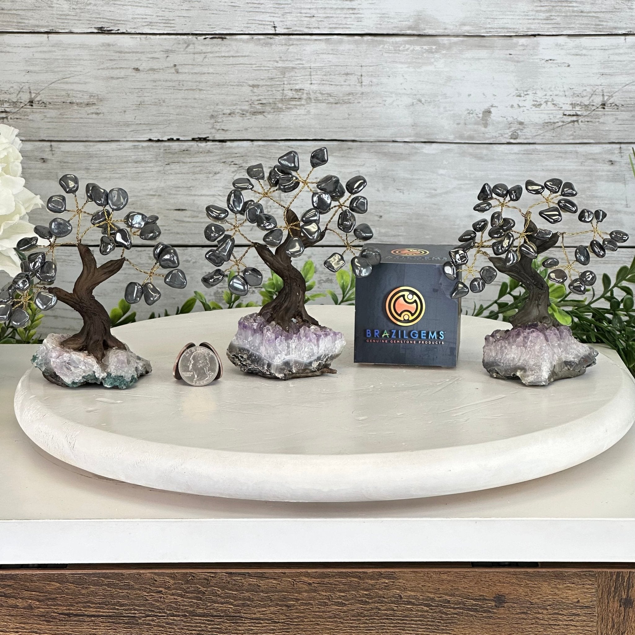 Hematite 5" Tall Handmade Gemstone Tree on a Crystal base, 35 Gems #5401HEMA - Brazil GemsBrazil GemsHematite 5" Tall Handmade Gemstone Tree on a Crystal base, 35 Gems #5401HEMAGemstone Trees5401HEMA