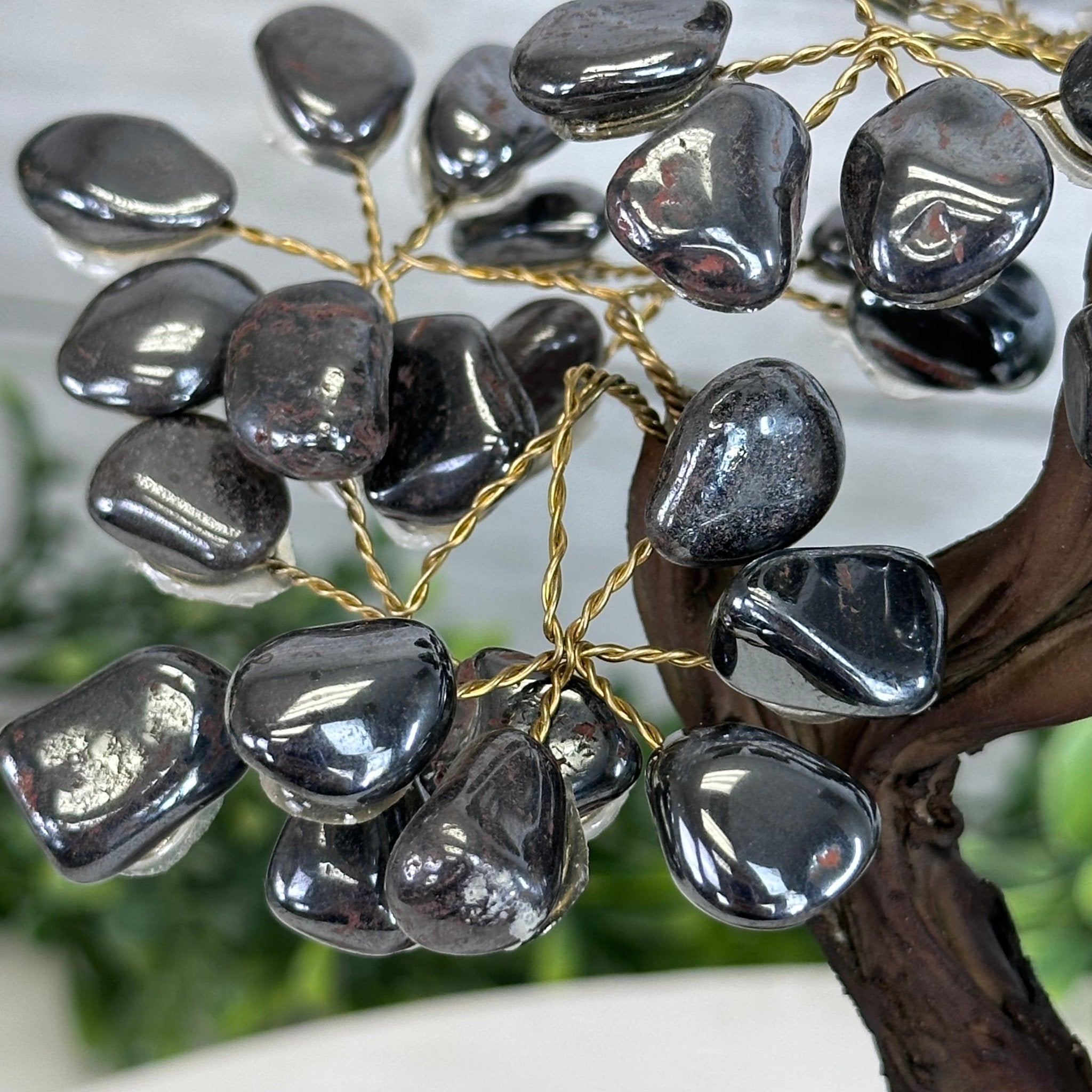 Hematite 7" Tall Handmade Gemstone Tree on a Crystal base, 60 Gems #5402HEMA - Brazil GemsBrazil GemsHematite 7" Tall Handmade Gemstone Tree on a Crystal base, 60 Gems #5402HEMAGemstone Trees5402HEMA