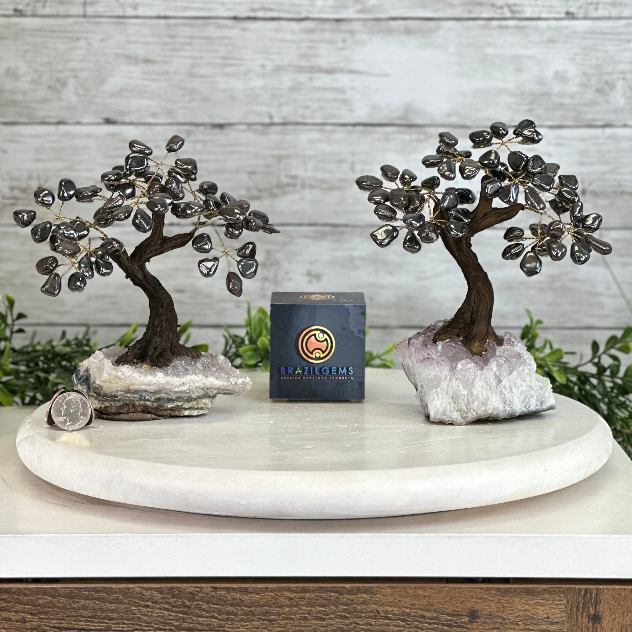 Hematite 7" Tall Handmade Gemstone Tree on a Crystal base, 60 Gems #5402HEMA - Brazil GemsBrazil GemsHematite 7" Tall Handmade Gemstone Tree on a Crystal base, 60 Gems #5402HEMAGemstone Trees5402HEMA