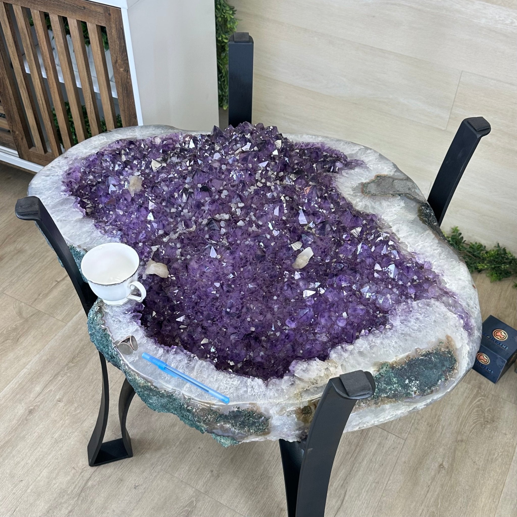 Large Amethyst Dining/Conference Table Super Quality, 372.6 lbs & 30.5" Tall 1388 - 0003 - Brazil GemsBrazil GemsLarge Amethyst Dining/Conference Table Super Quality, 372.6 lbs & 30.5" Tall 1388 - 0003Tables: Dining1388 - 0003