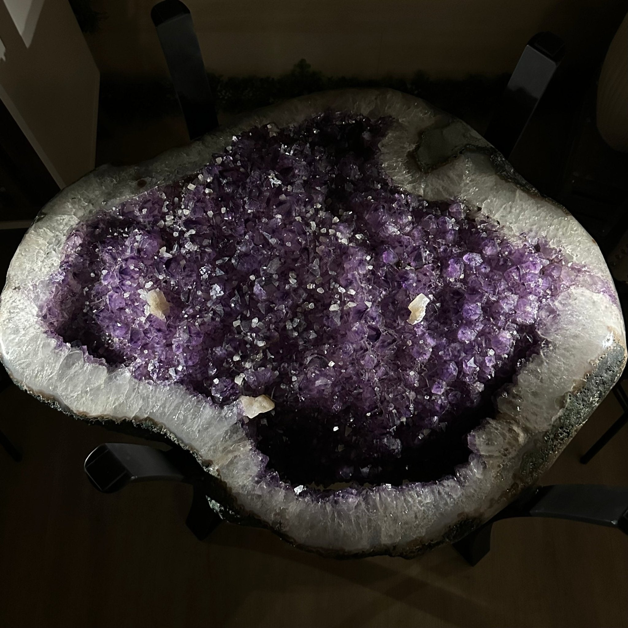 Large Amethyst Dining/Conference Table Super Quality, 372.6 lbs & 30.5" Tall 1388 - 0003 - Brazil GemsBrazil GemsLarge Amethyst Dining/Conference Table Super Quality, 372.6 lbs & 30.5" Tall 1388 - 0003Tables: Dining1388 - 0003