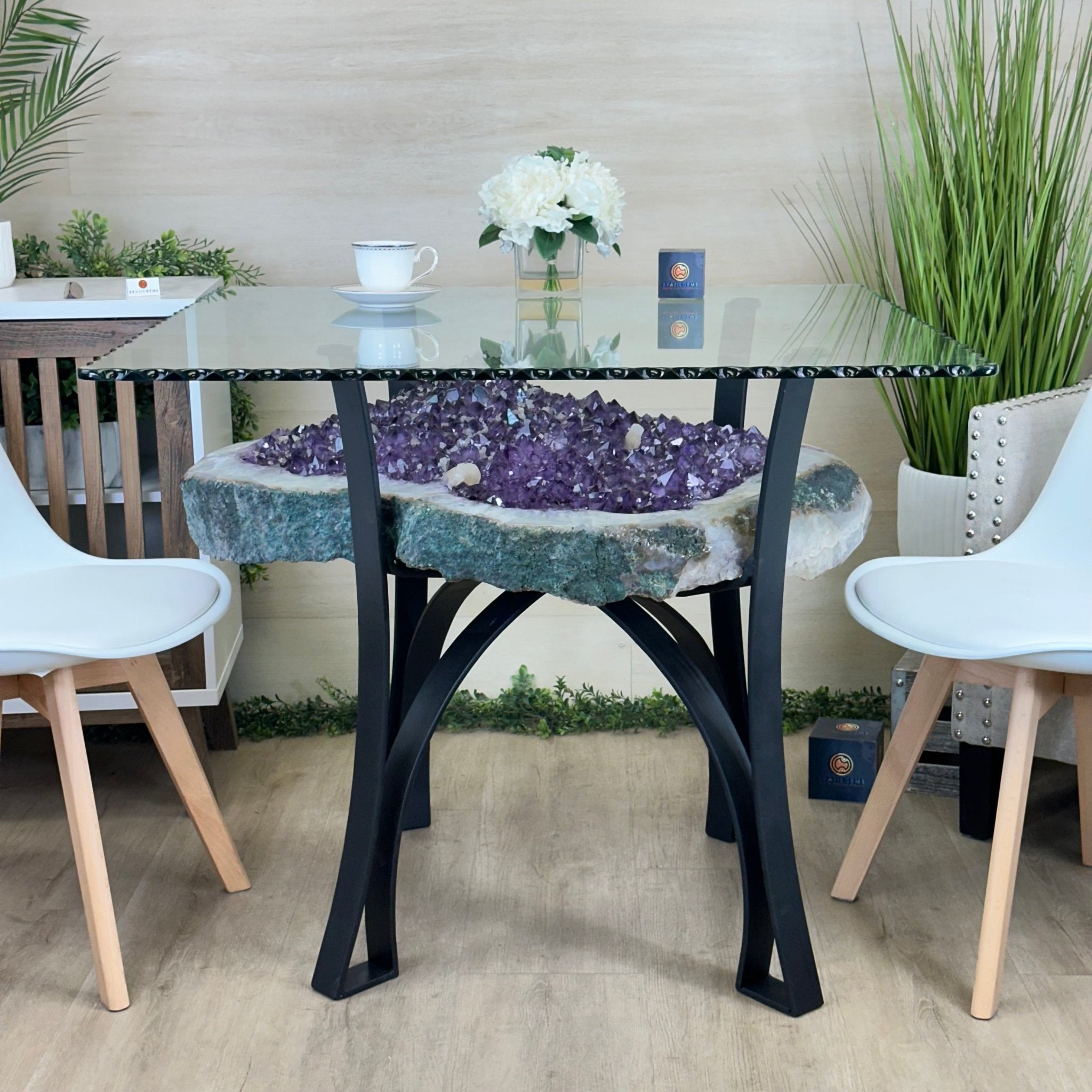 Large Amethyst Dining/Conference Table Super Quality, 372.6 lbs & 30.5" Tall 1388 - 0003 - Brazil GemsBrazil GemsLarge Amethyst Dining/Conference Table Super Quality, 372.6 lbs & 30.5" Tall 1388 - 0003Tables: Dining1388 - 0003